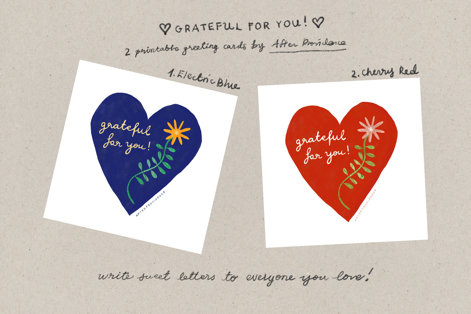 Printable - Grateful for You 12cm Single-Fold Greeting Card
