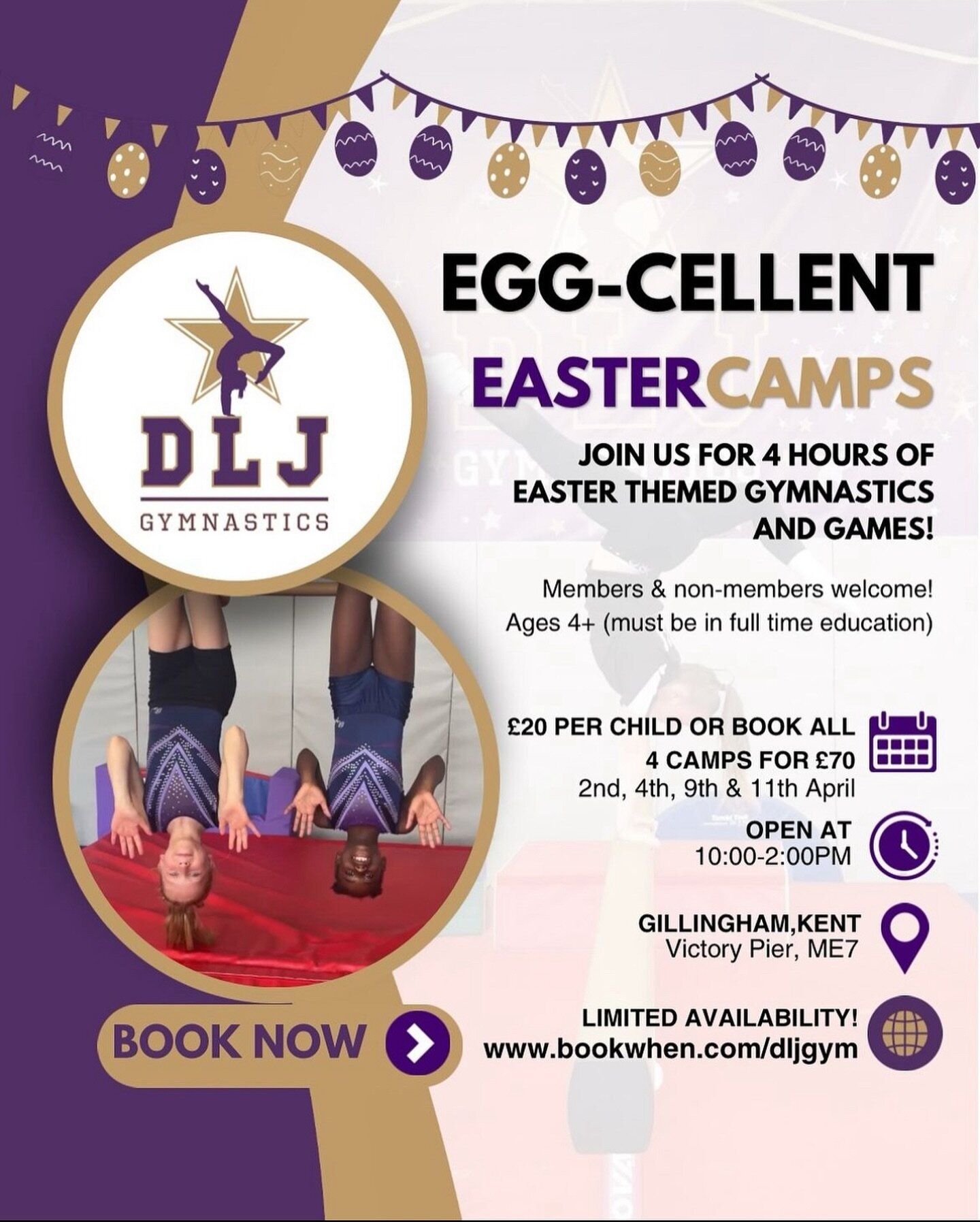 Join us for Easter themed gymnastics and games! 🙌

Children must be in school year Reception or above and everyone must bring a packed lunch with plenty to drink! 💜

We had an AMAZING time this week, come join us for week 2! 🙌

🗓️ 9th &amp; 11th 