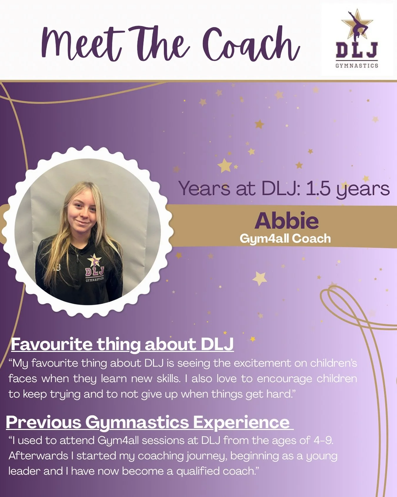 Meet the coach- Abbie💜
&mdash;&mdash;&mdash;&mdash;&mdash;&mdash;&mdash;&mdash;&mdash;&mdash;&mdash;&mdash;&mdash;&mdash;&mdash;&mdash;&mdash;&mdash;&mdash;&mdash;&mdash;&mdash;&mdash;
British Gymnastics affiliated club based in Gillingham (ME7 1GE)