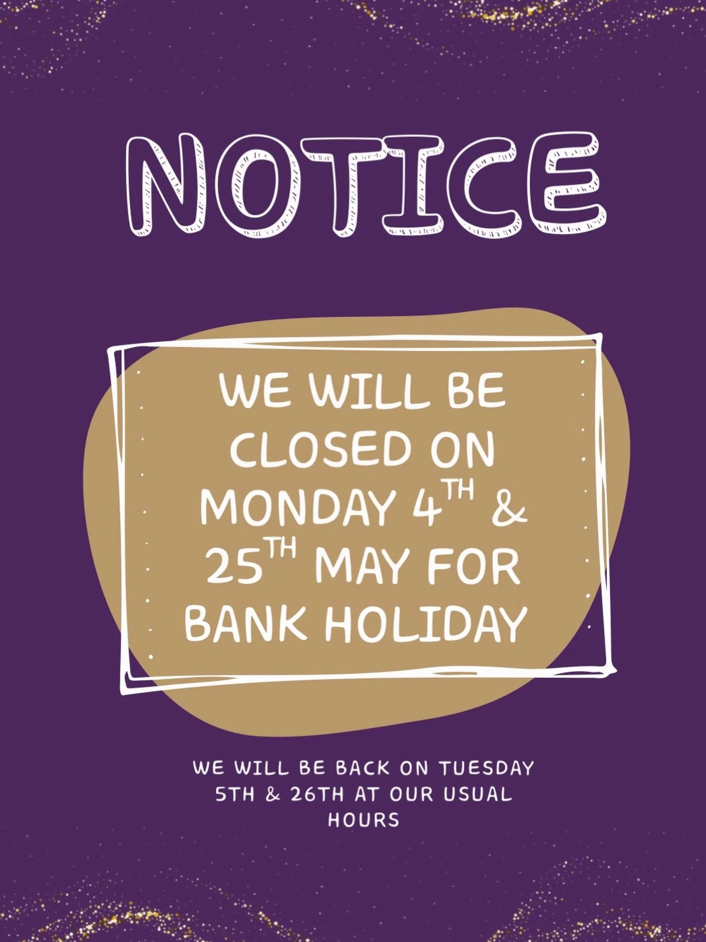 Bank holiday closures - 4th &amp; 25th May - Keep an eye out for emails regarding catchup sessions⭐️
&mdash;&mdash;&mdash;&mdash;&mdash;&mdash;&mdash;&mdash;&mdash;&mdash;&mdash;&mdash;&mdash;&mdash;&mdash;&mdash;&mdash;&mdash;&mdash;&mdash;&mdash;&m