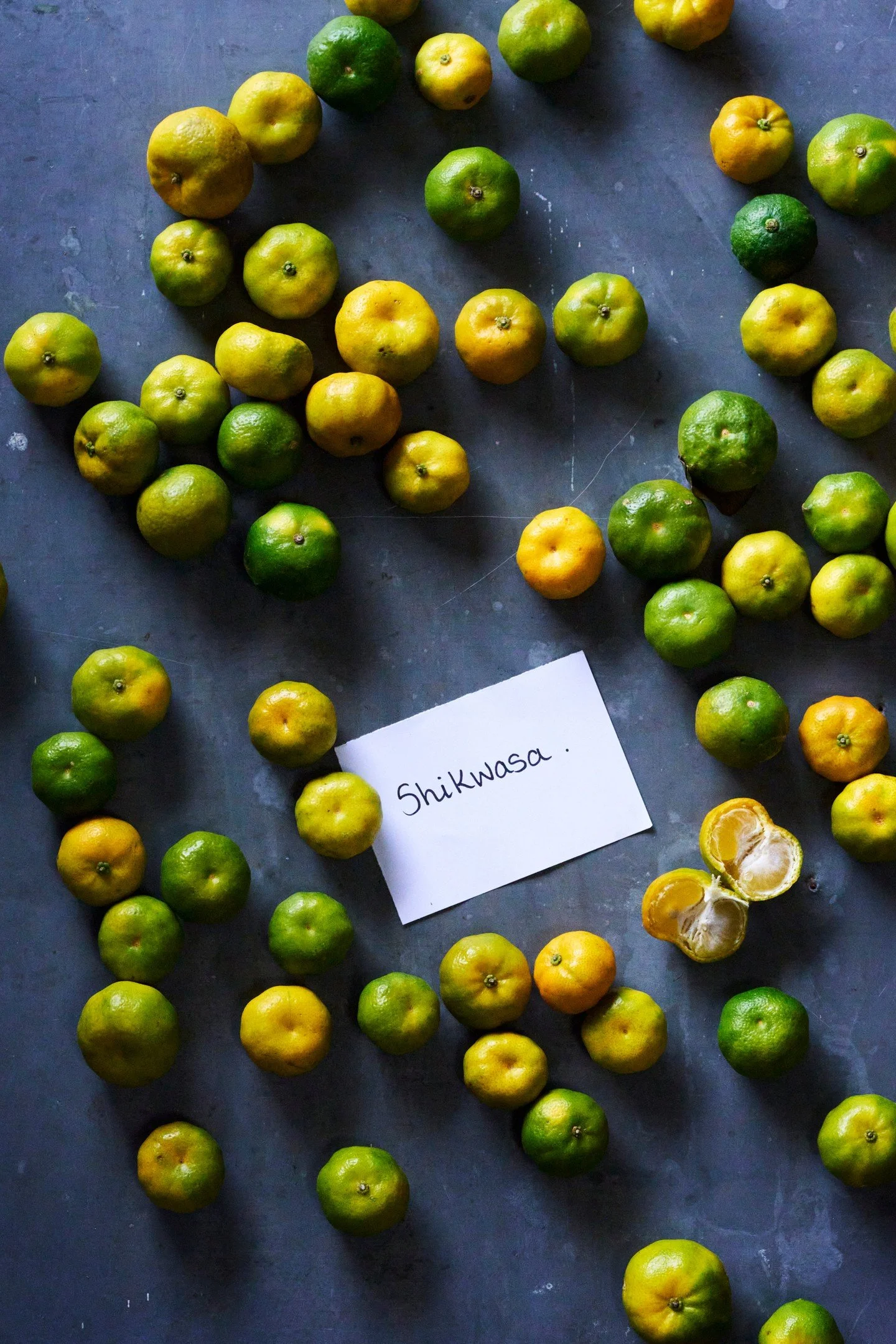 Shikwasa, a hybrid mandarin originating from Japan and Taiwan. Sour, fragrant, zesty but has a mild sweetness. From the Todoli Citrus Foundation. 

Each year, before the cold truly settles, the first citrus of the season begins to arrive  and it&rsqu