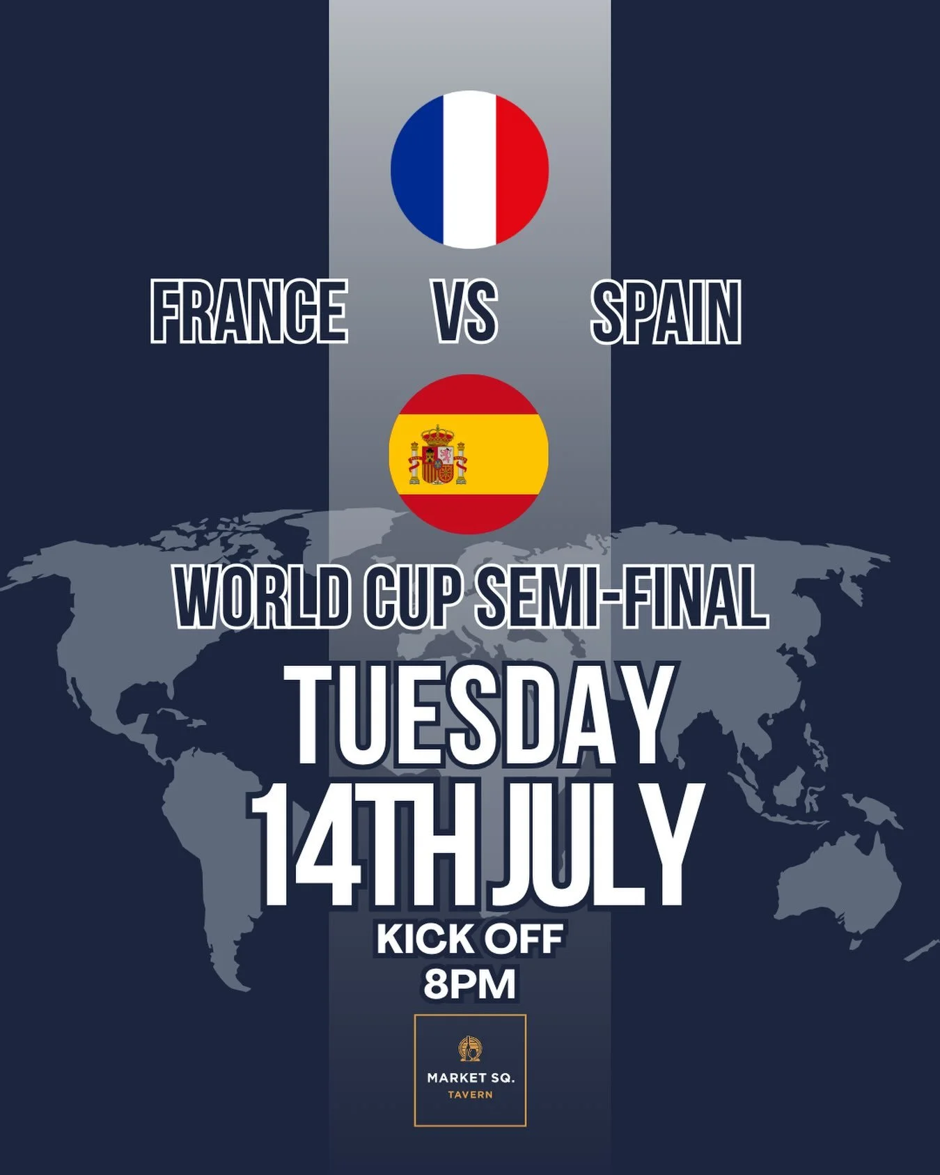 Who will book their place in the World Cup Final? 👀🏆

It&rsquo;s France 🇫🇷 vs Spain 🇪🇸 tomorrow night, kicking off at 8pm. Join us to see who could be waiting for England&hellip; if the Three Lions can get the job done on Wednesday 🦁

Who&rsqu