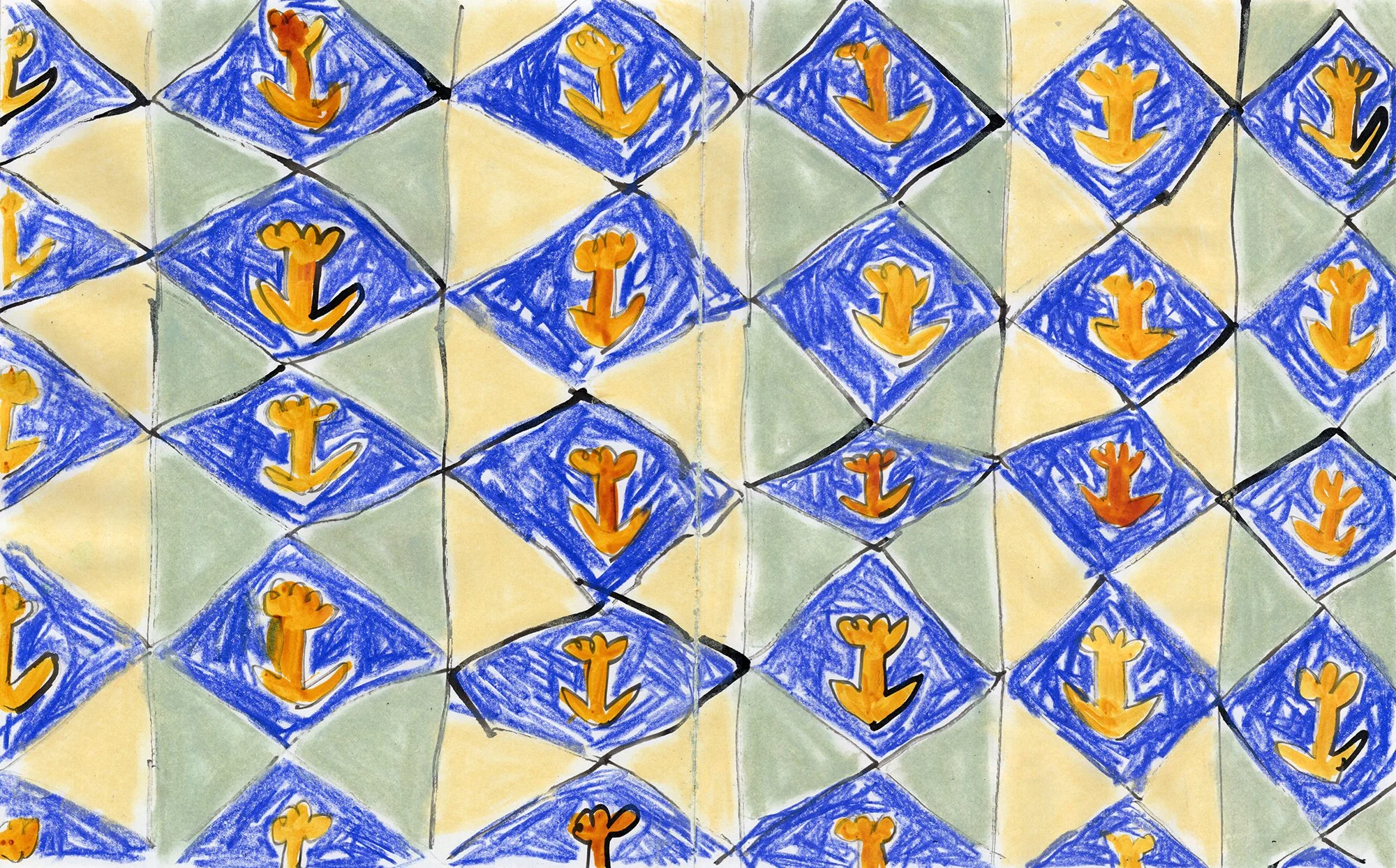 Patterned wallpaper, made during Fish Factory residency, Iceland