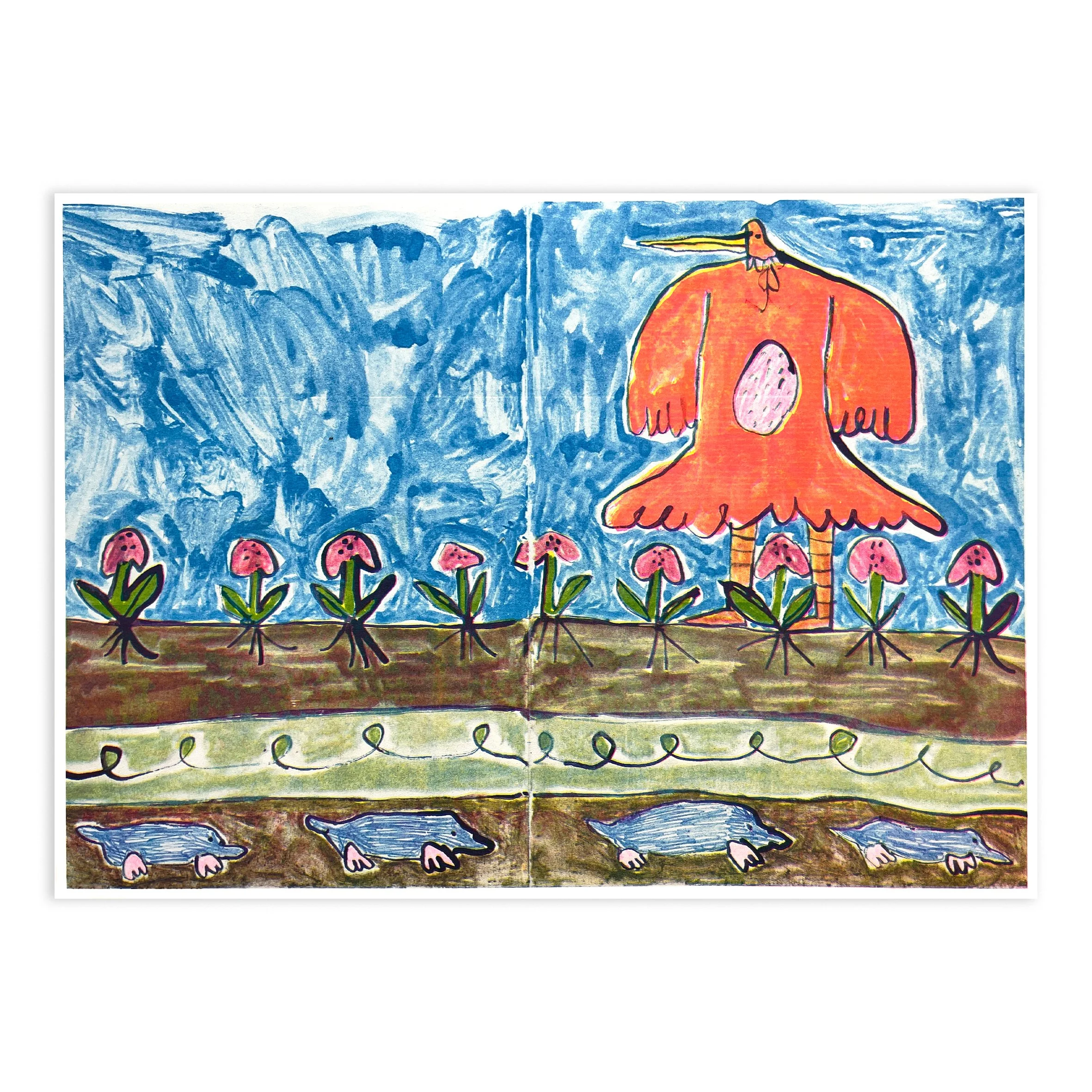 Bird In The Garden: A3 Riso Print