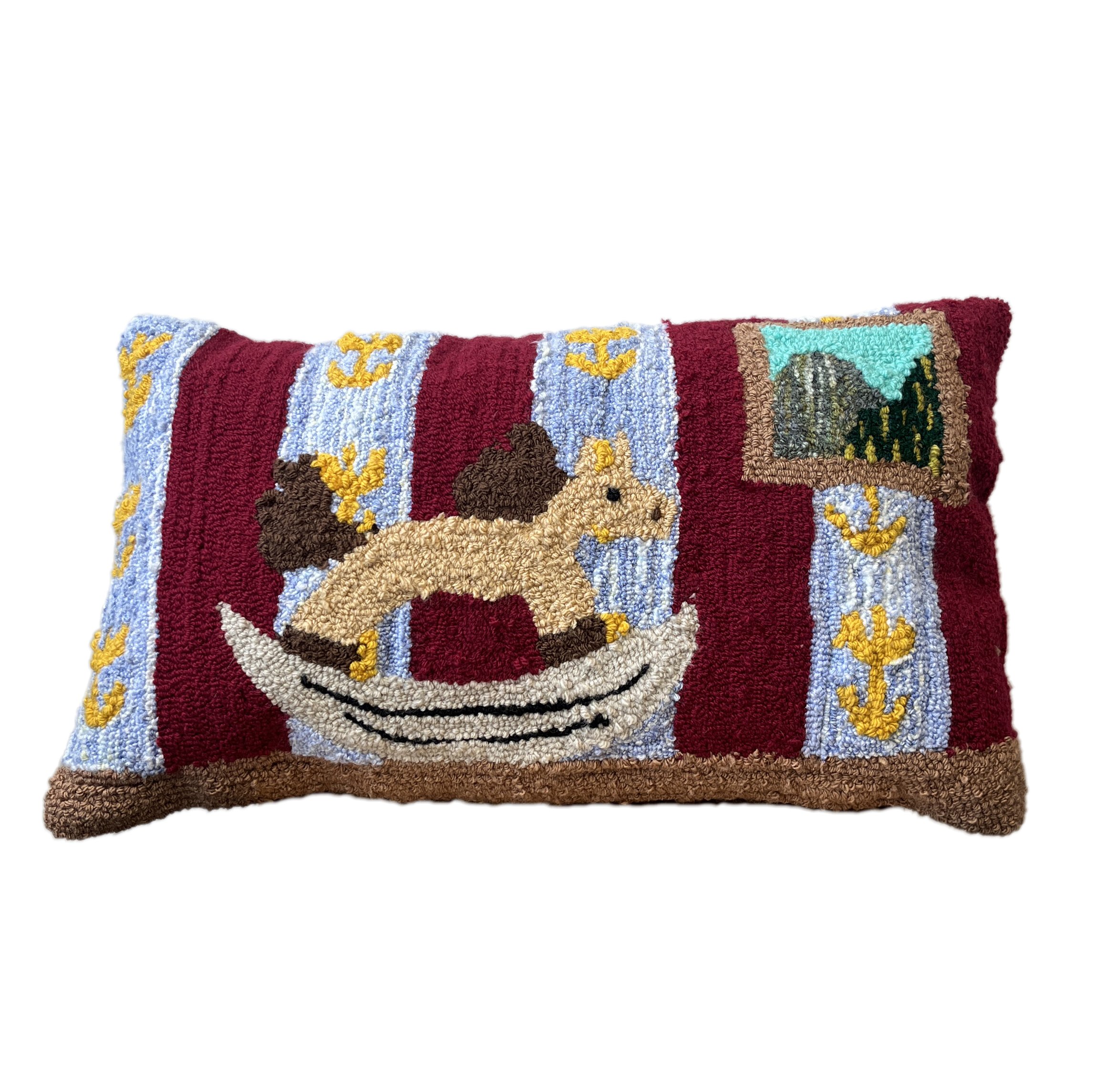 Tufted cushion with rocking horse