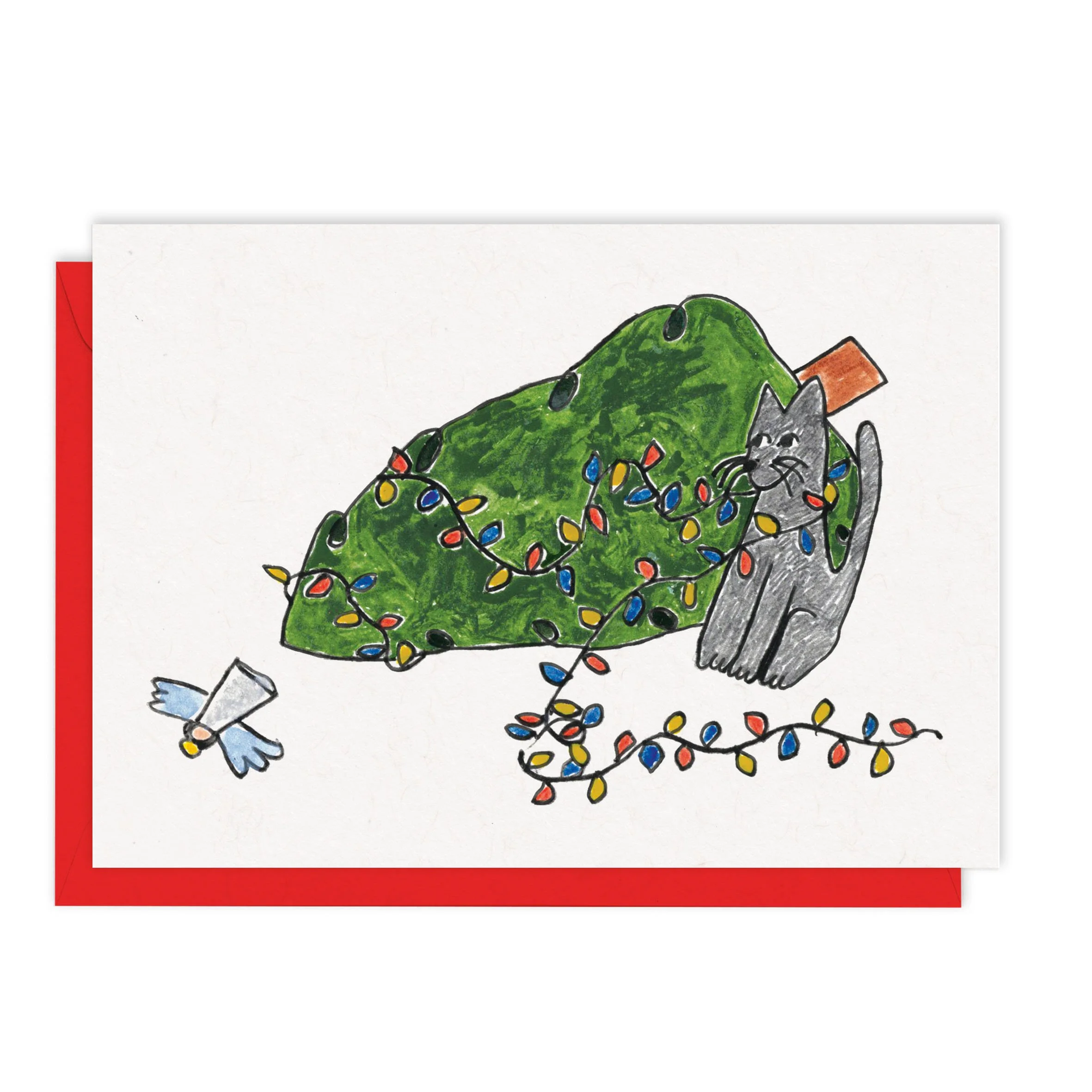 Naughty Christmas Cat Greetings Card | Festive Cute Animals
