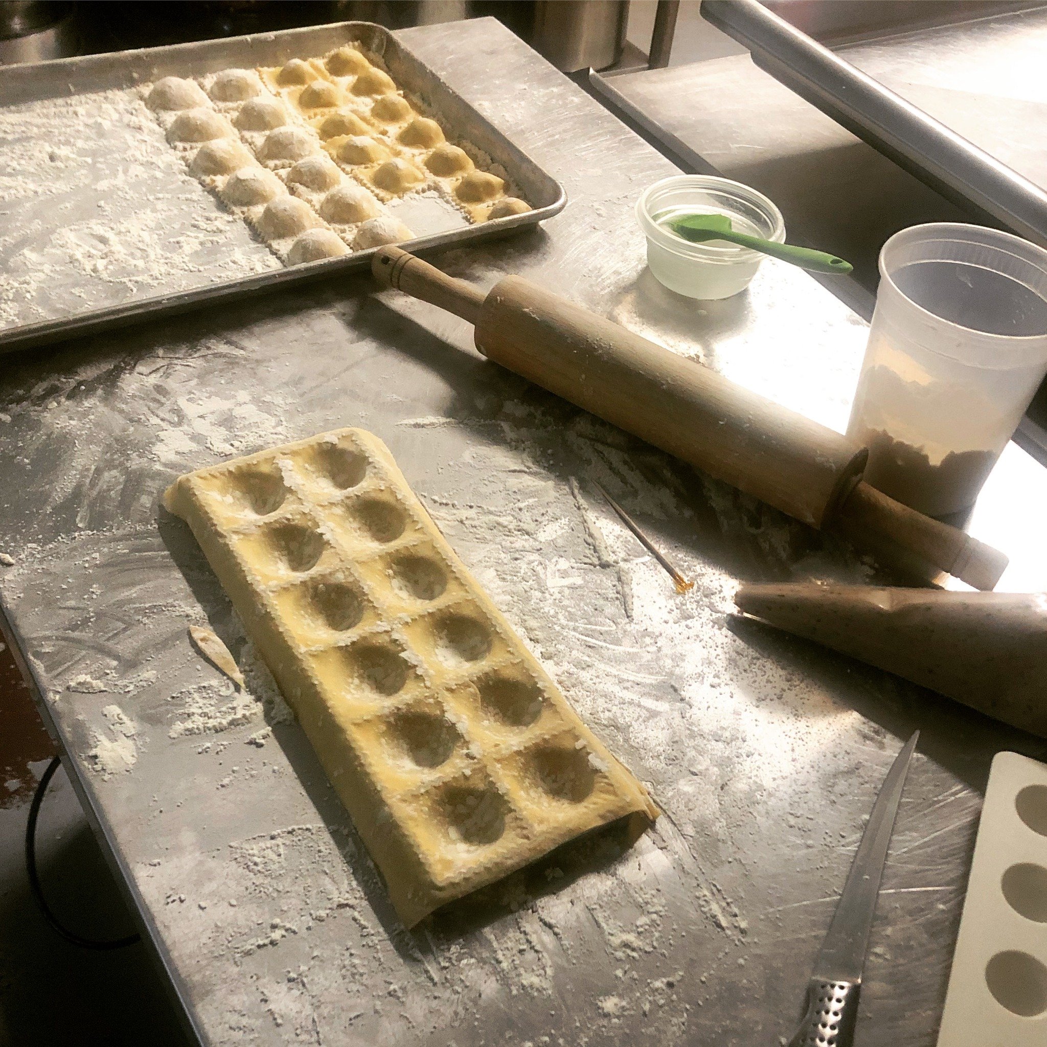 ✨Behind the scenes in our kitchen today: handmade ravioli in the making! ✨ 

We are in early today to craft these delicious pasta pillows from scratch. Stay tuned for the mouthwatering results! 

#ambrogiacc #enoteca #ravioli #handmadepasta #pastafat