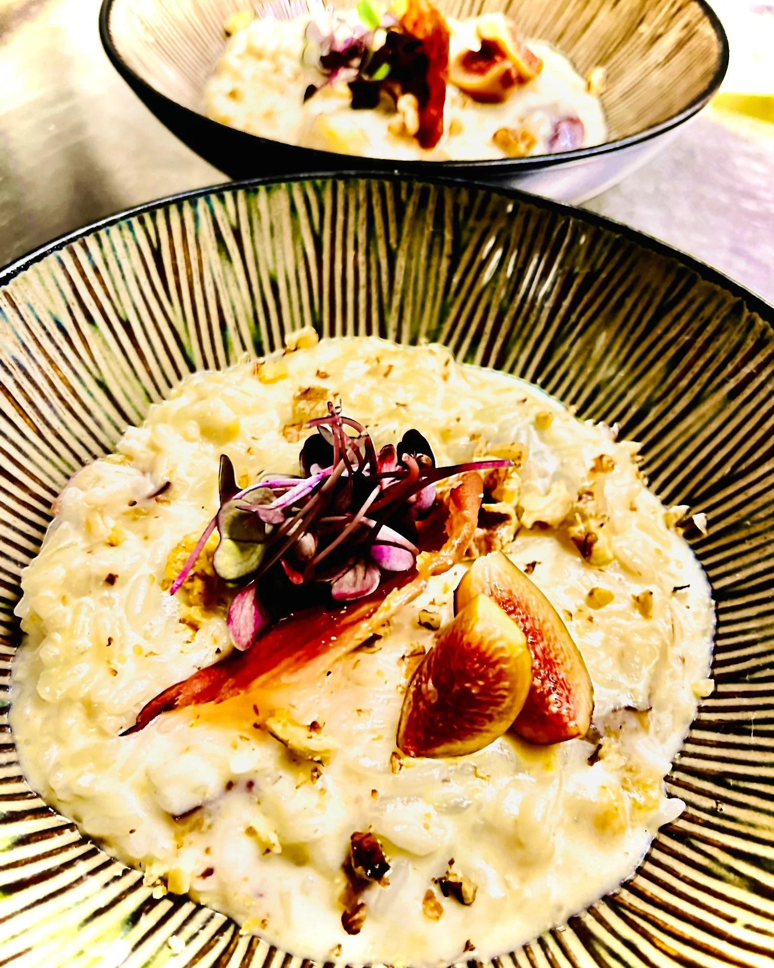 ✨ A risotto worth savoring ✨

This week, our risotto is pure late-summer indulgence&mdash;cured Copper Cricket Farm&rsquo;s figs, velvety mascarpone, bold gorgonzola and sweet fresh figs, all crowned with crispy speck and a drizzle of deep, concentra