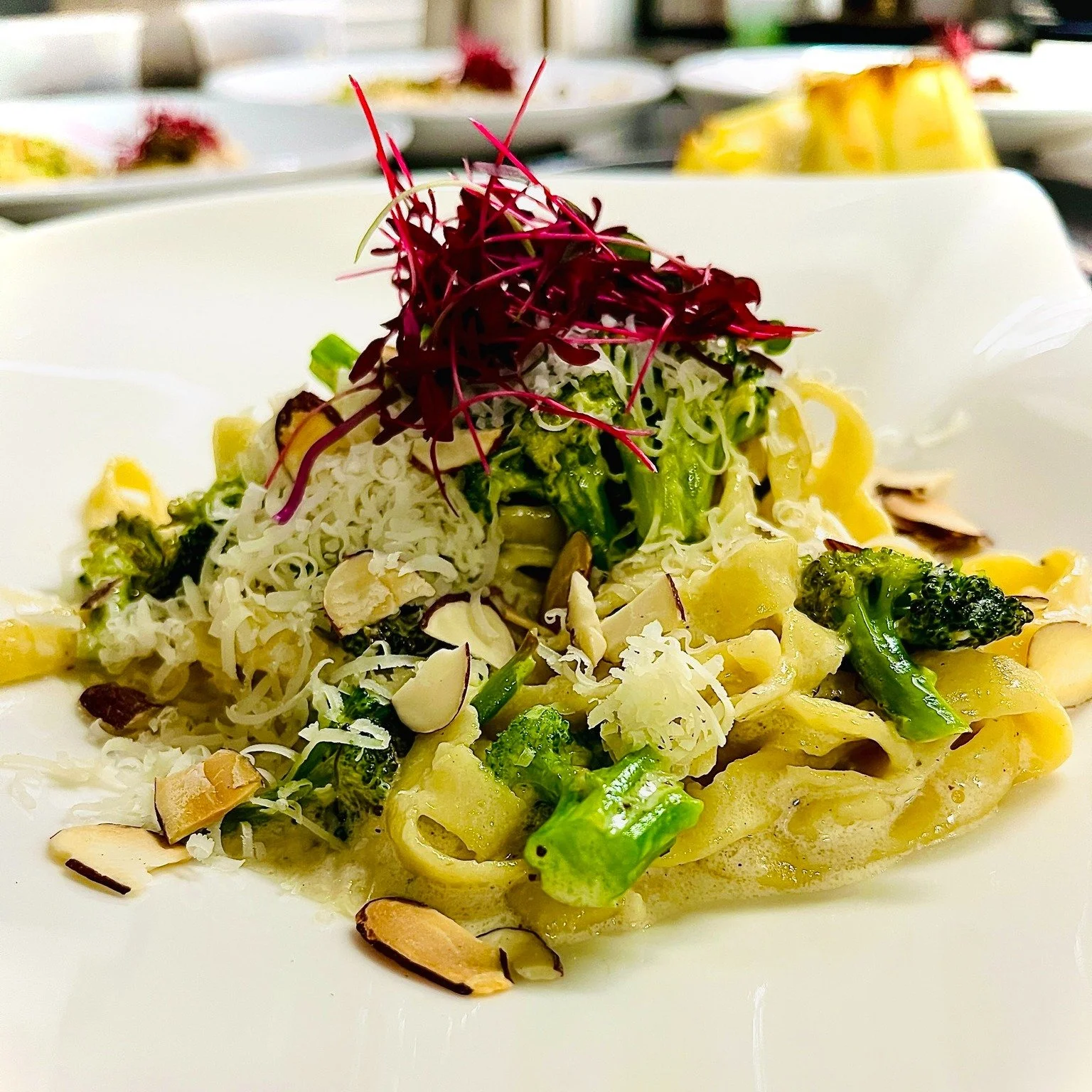 This week&rsquo;s handmade fettuccine are pure comfort with a little attitude.

We&rsquo;re tossing them with vibrant broccoli from Copper Cricket Farm, a silky Parmigiano Reggiano cream, lots of shaved Parmigiano and a sprinkle of toasted almonds fo