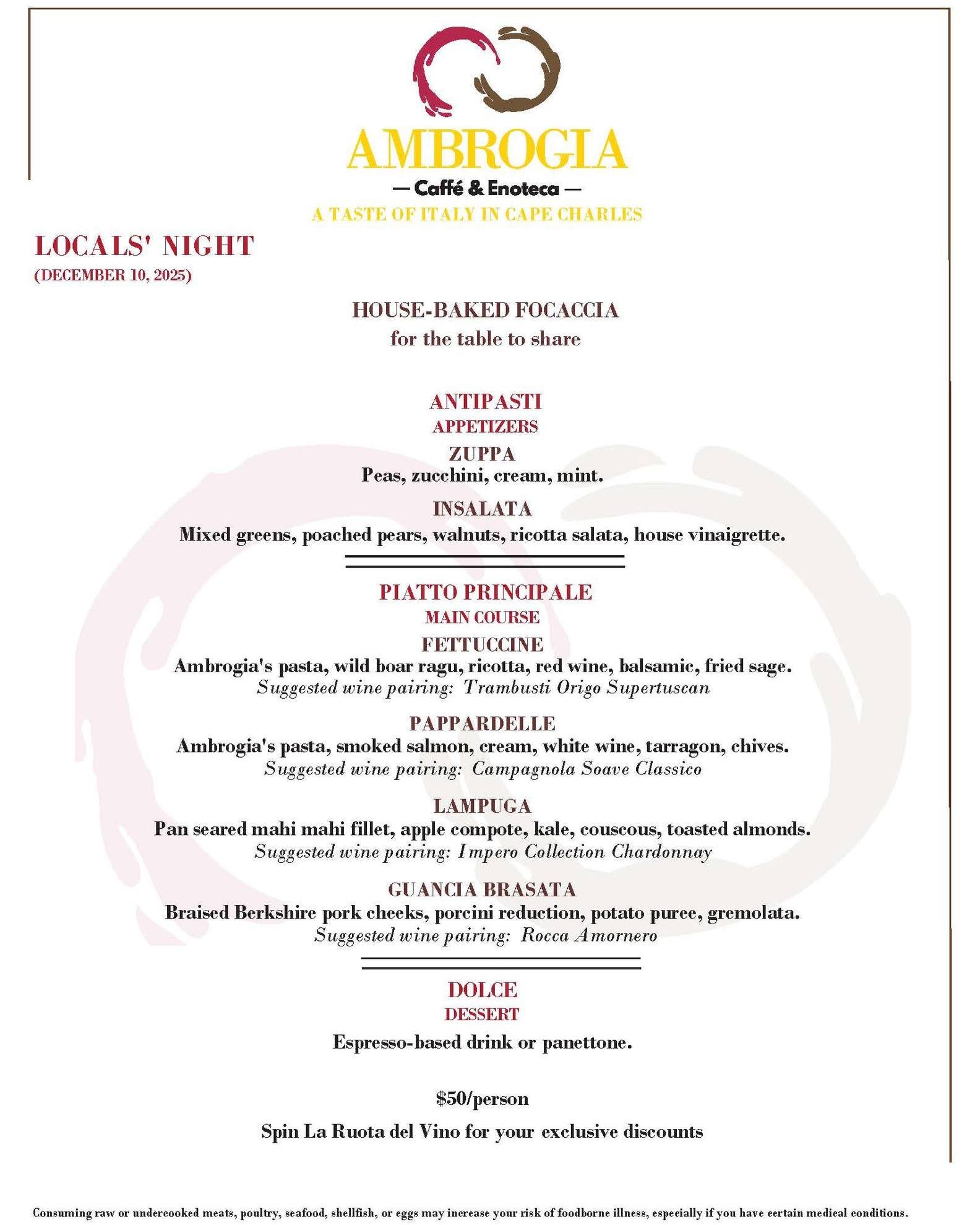The snow is slowly melting, Cape Charles is thawing and it&rsquo;s time to dream about tomorrow's dinner&hellip; Locals&rsquo; Night returns this Wednesday and we&rsquo;re serving comfort, indulgence and a little mid-week fun.

Will you cozy up with 