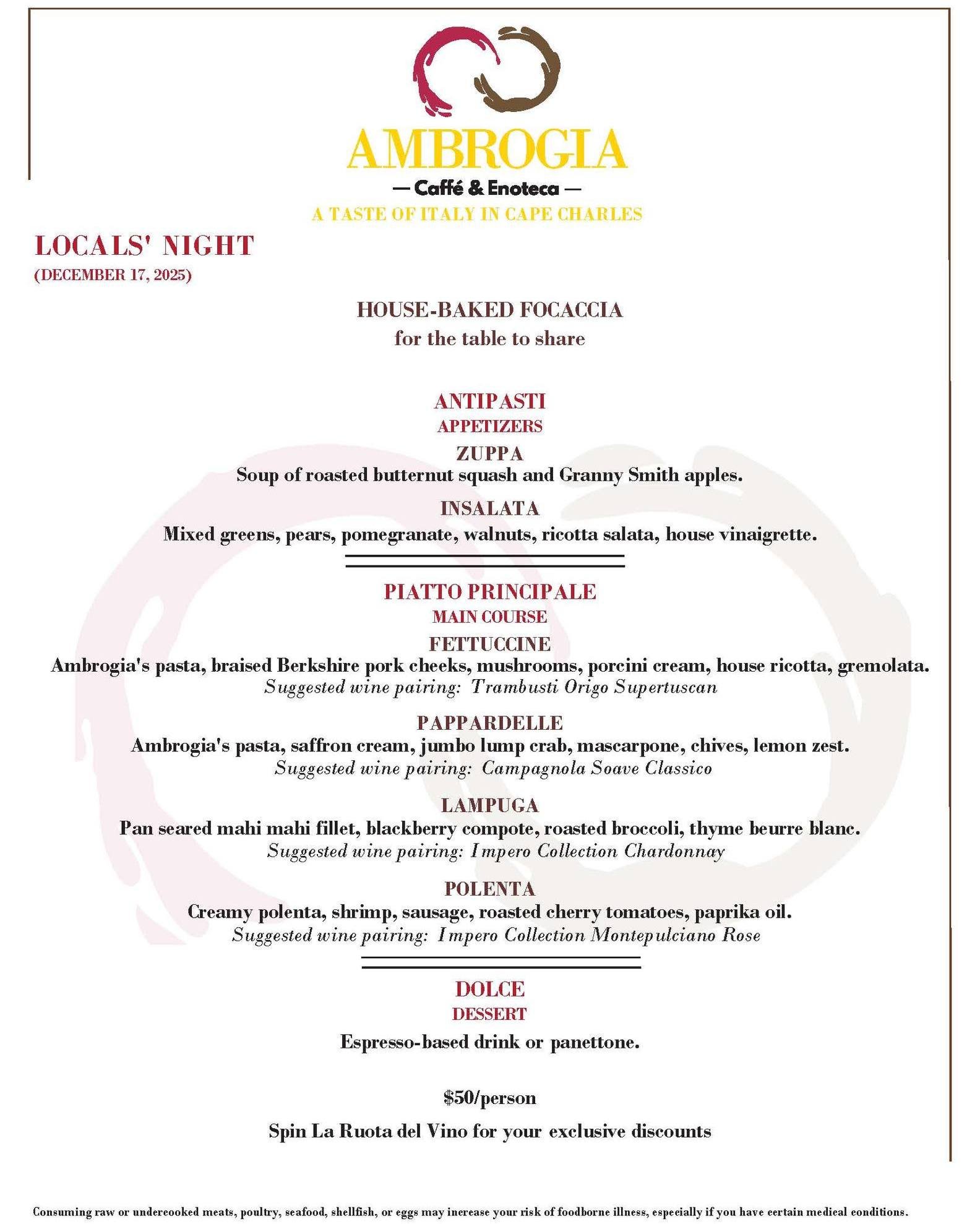 Tomorrow is our last Locals&rsquo; Night of the year.

As the holidays approach, we wanted to pause and say thank you. 
For five years, Locals&rsquo; Night has been about more than a special menu &mdash; it&rsquo;s been about familiar faces, shared t