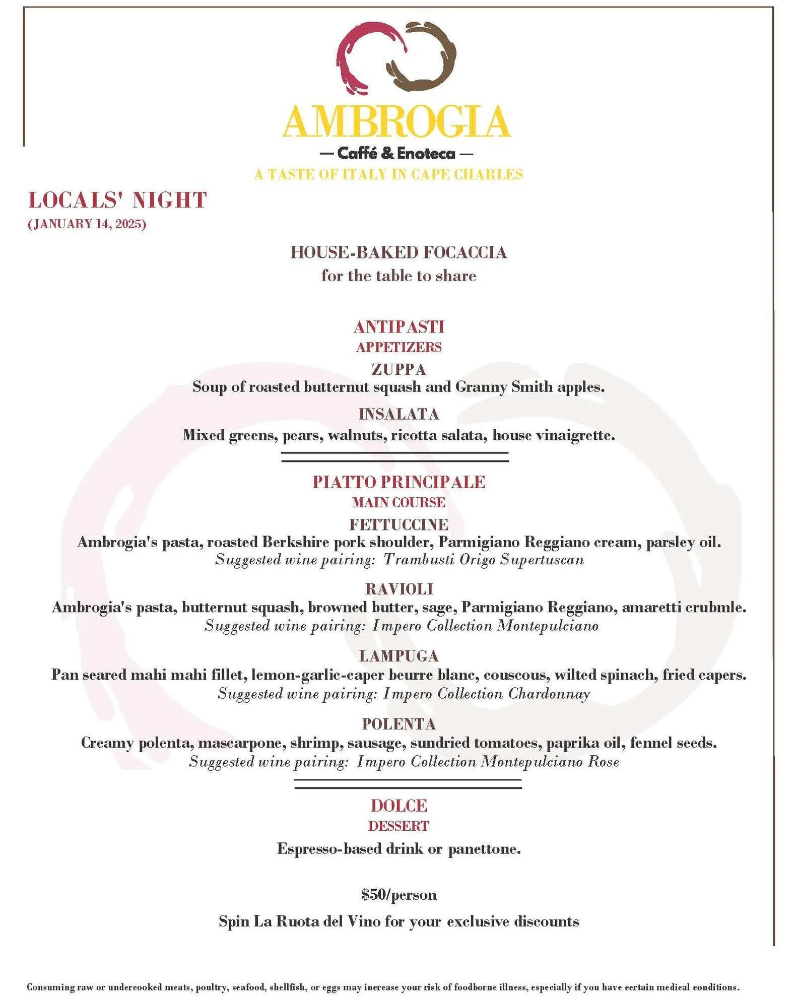 And... we&rsquo;re back.

After two weeks off, we&rsquo;re opening the doors to the first Locals&rsquo; Night of 2026 and we couldn&rsquo;t be happier to cook for you again.

Join us tomorrow from 5 PM for new winter creations and returning favorites