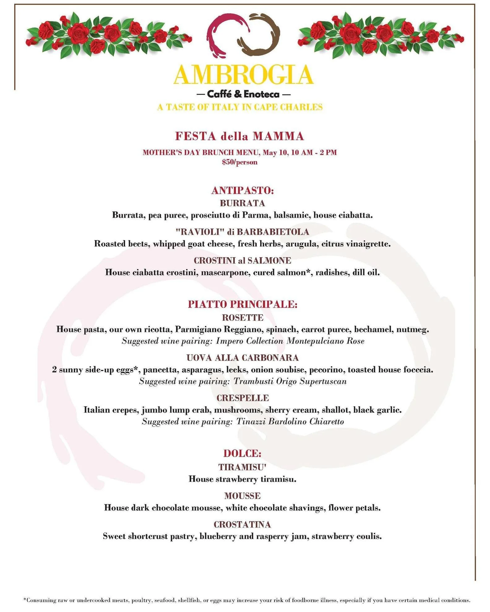 Mother&rsquo;s Day is the time to celebrate the women who shaped us, guided us and gave us so much of who we are.

On May 10, we&rsquo;ll be serving a special brunch from 10 AM to 2 PM&mdash;created with care, intention and a deep sense of gratitude 