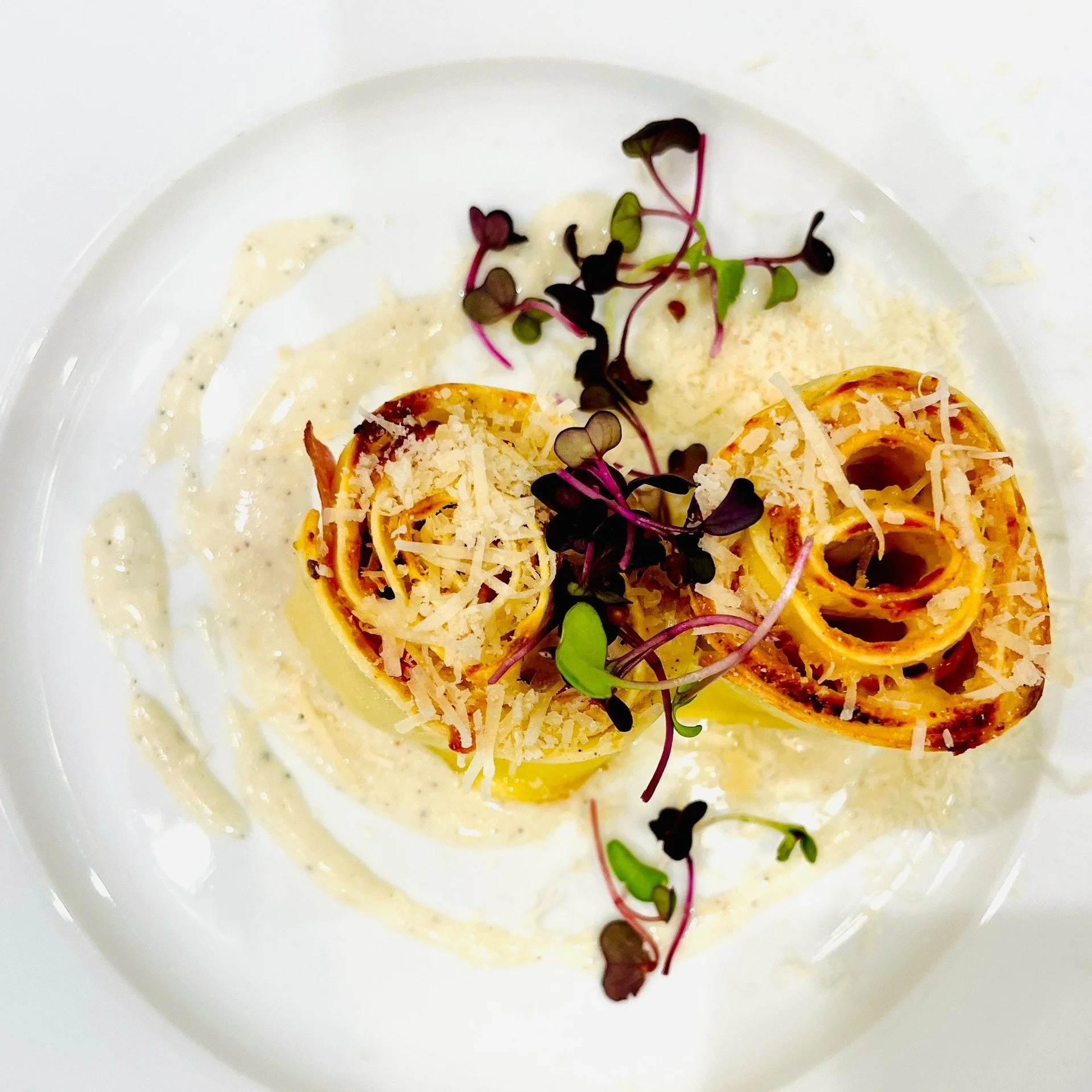 Rosette&hellip; little roses from the oven.

Sheets of pasta, rolled by hand, filled with our house ricotta, prosciutto cotto, a soft b&eacute;chamel, just a touch of nutmeg, finished with Parmigiano Reggiano.

A deeply satisfying dish, inspired by o