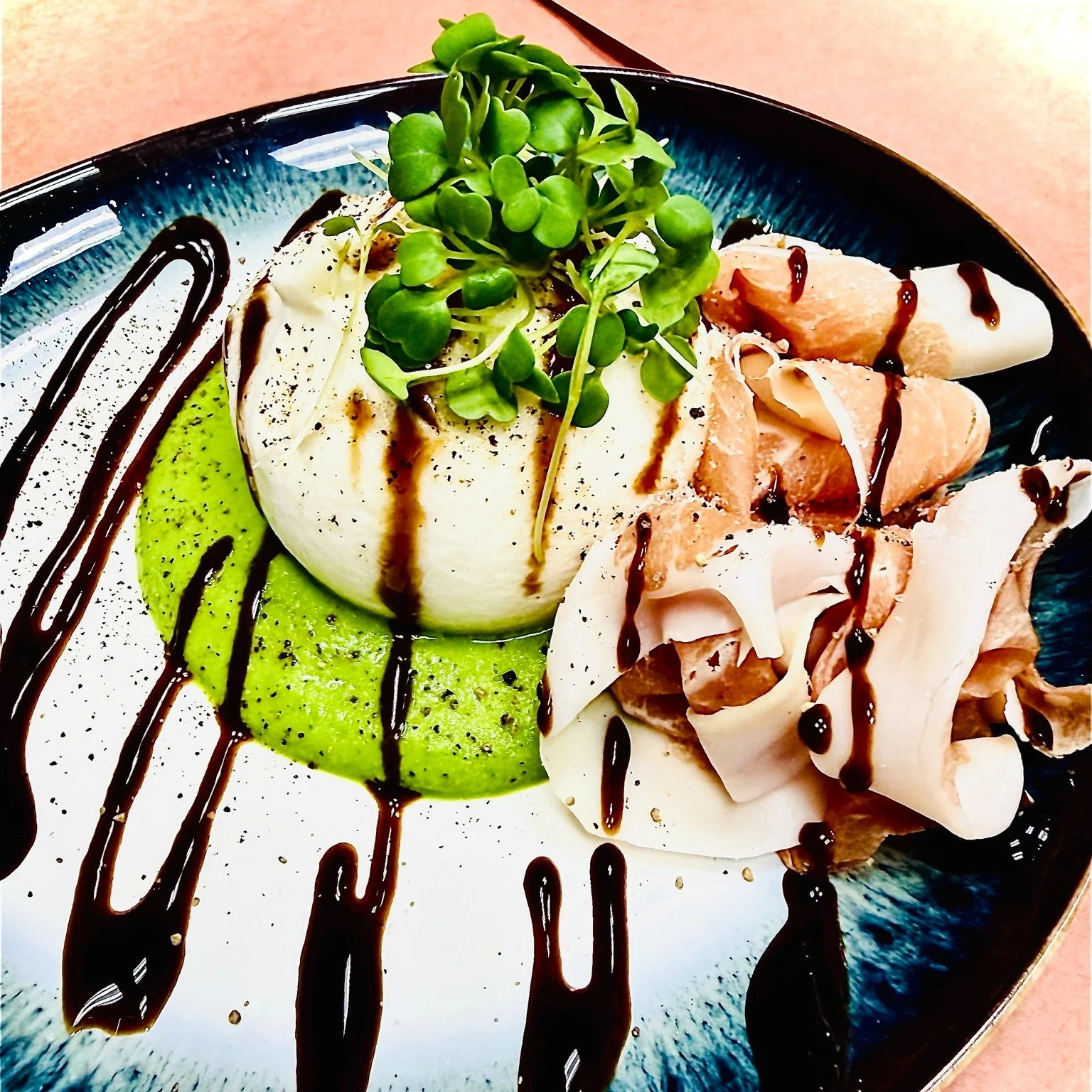 Spring at Ambrogia looks like this...

Burrata with pea pur&eacute;e and prosciutto roses that almost look too pretty to eat. Beet &ldquo;ravioli&rdquo; that make people stop mid-conversation. Add salmon crostini on our house ciabatta with fresh radi