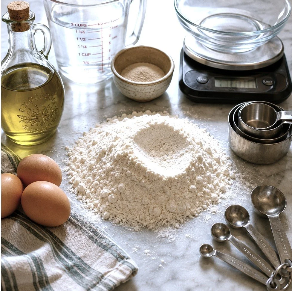 Beautiful day outside&hellip; organized chaos inside. 

The week ahead is already in motion over here: focaccia dough rising, ciabatta dough resting, pasta dough being rolled, garlic scapes turning into pesto, pea and asparagus sauce simmering on the