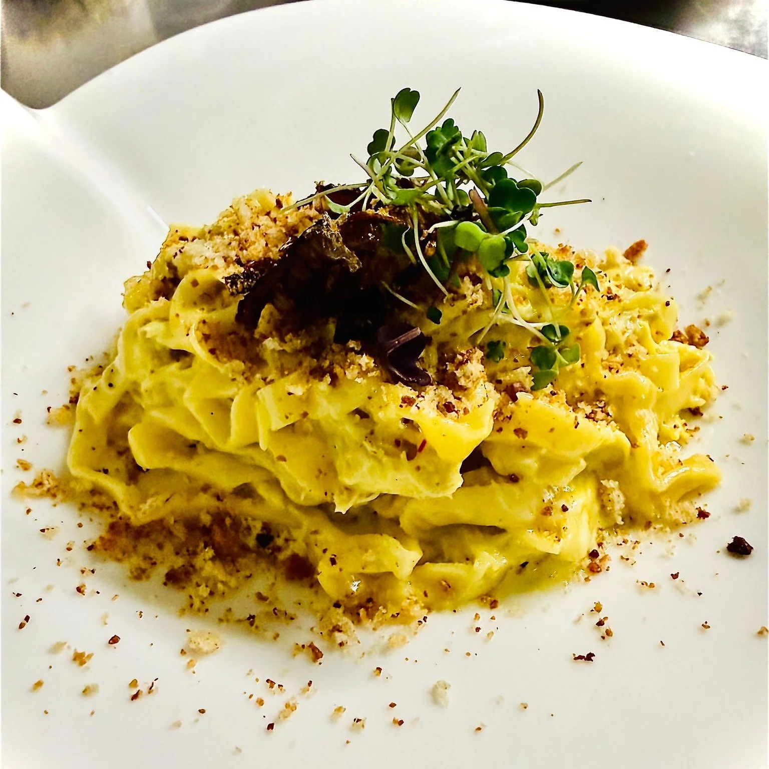 Every morning begins the same way in our kitchen. 00 flour. Eggs. Mixing. Rolling.  We make our pasta from scratch because some traditions are worth preserving.

This week, our handmade fettuccine are paired with sweet jumbo lump crab and enveloped i