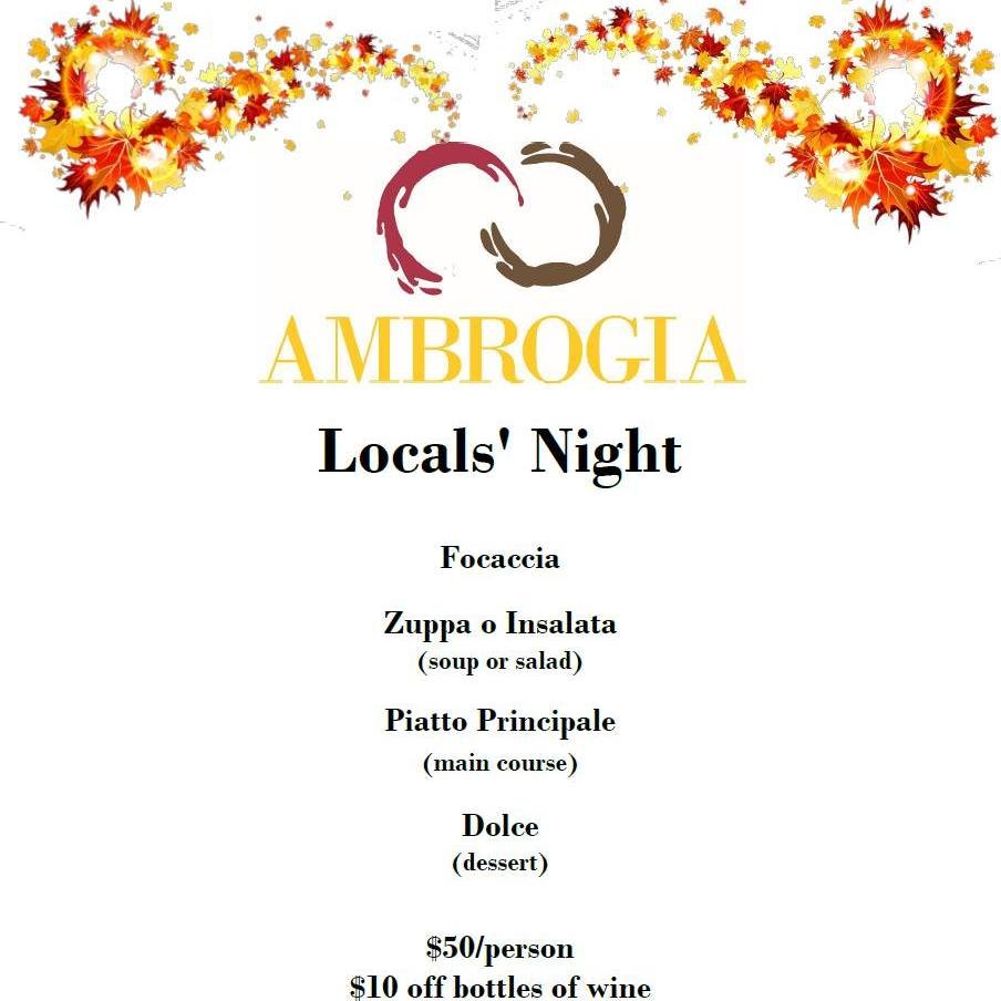 NEW HOURS: WEDNESDAY&ndash;SATURDAY FROM 5 PM.

Two special nights are back!

LOCALS&rsquo; NIGHT &mdash; EVERY WEDNESDAY BEGINNING OCTOBER 7
Our tradition, six years in the making.
It&rsquo;s become our favorite night of the week, and we&rsquo;re lo