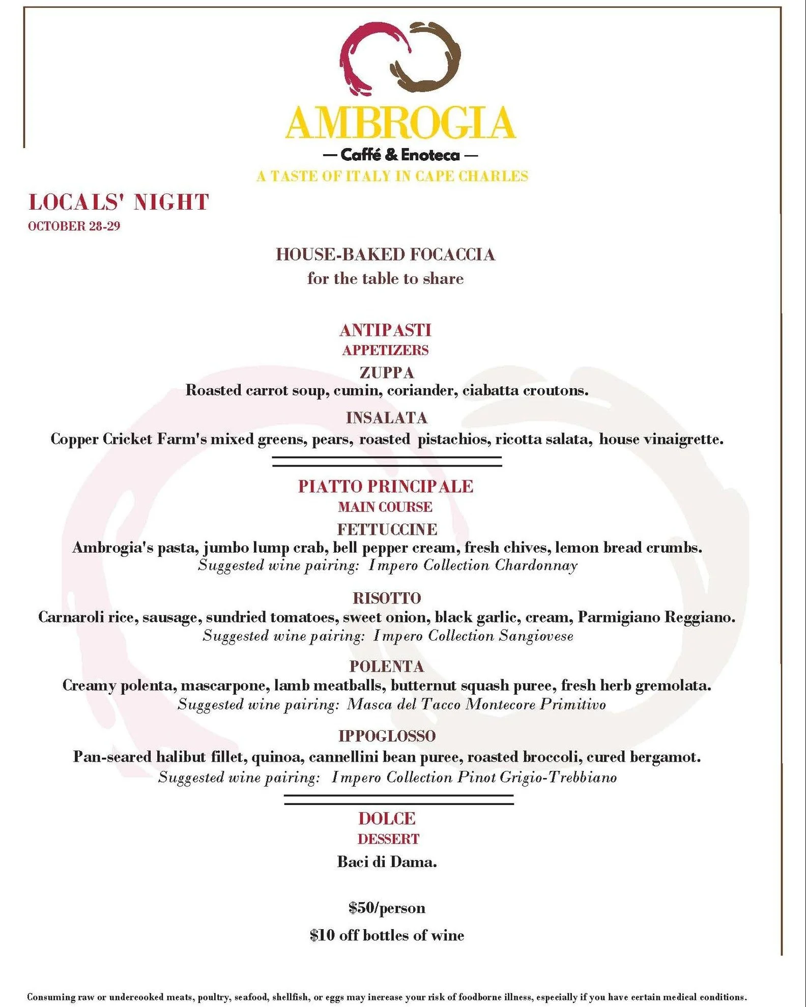 Well, look at that&hellip; Locals&rsquo; Night is getting an encore! 

This week, you get TWO chances to join us: Wednesday AND Thursday! Because one night of good food, good wine, and good company just isn't enough.

Four courses, $10 off bottles of