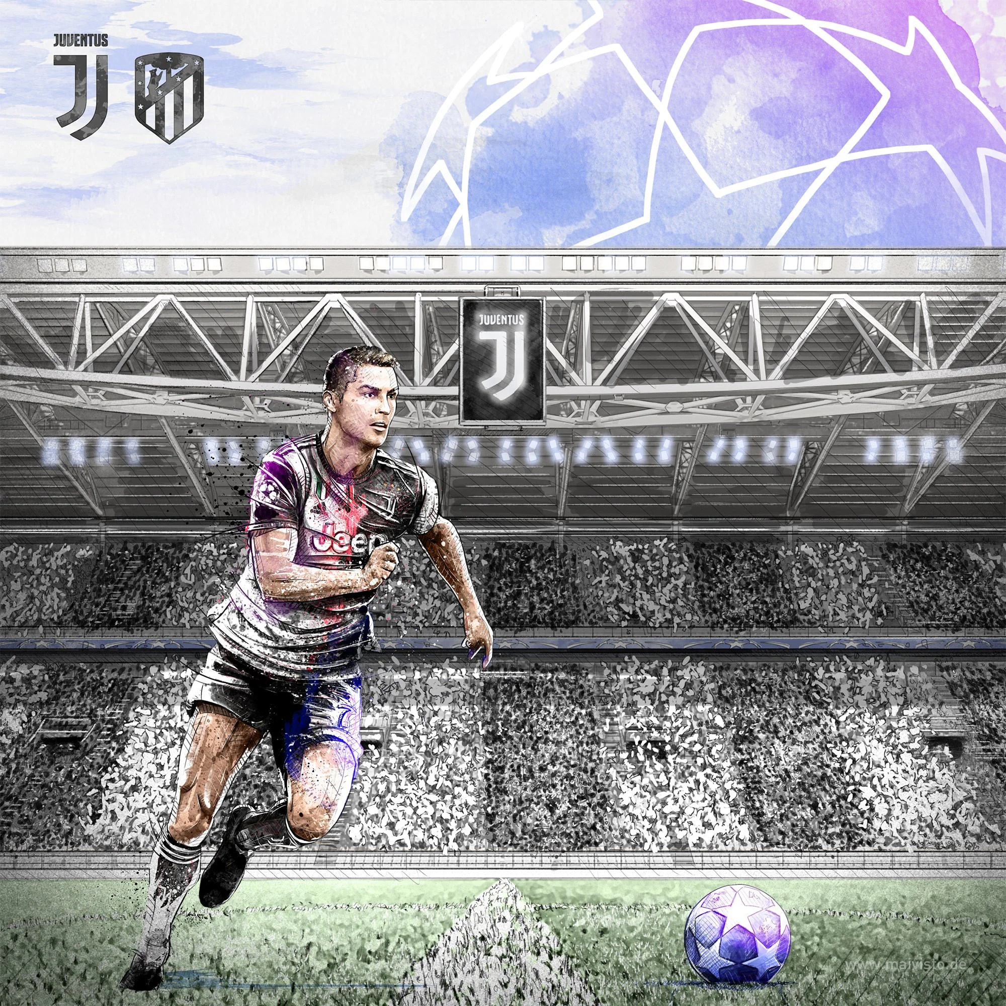 Illustration of Cristiano Ronaldo for&nbsp;Juventus Football Club.