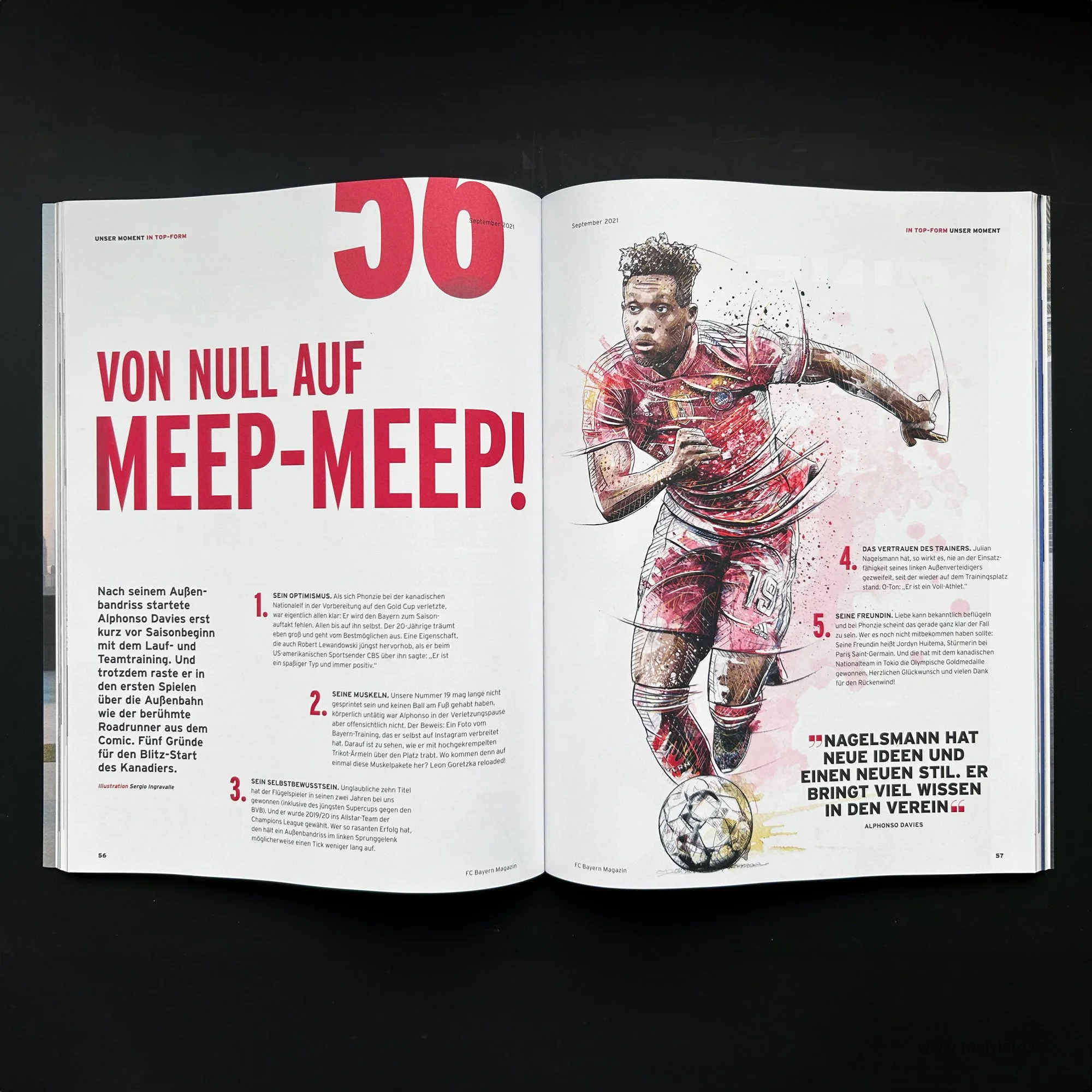 Illustration of Alphonso Davies for&nbsp;FC Bayern Munich