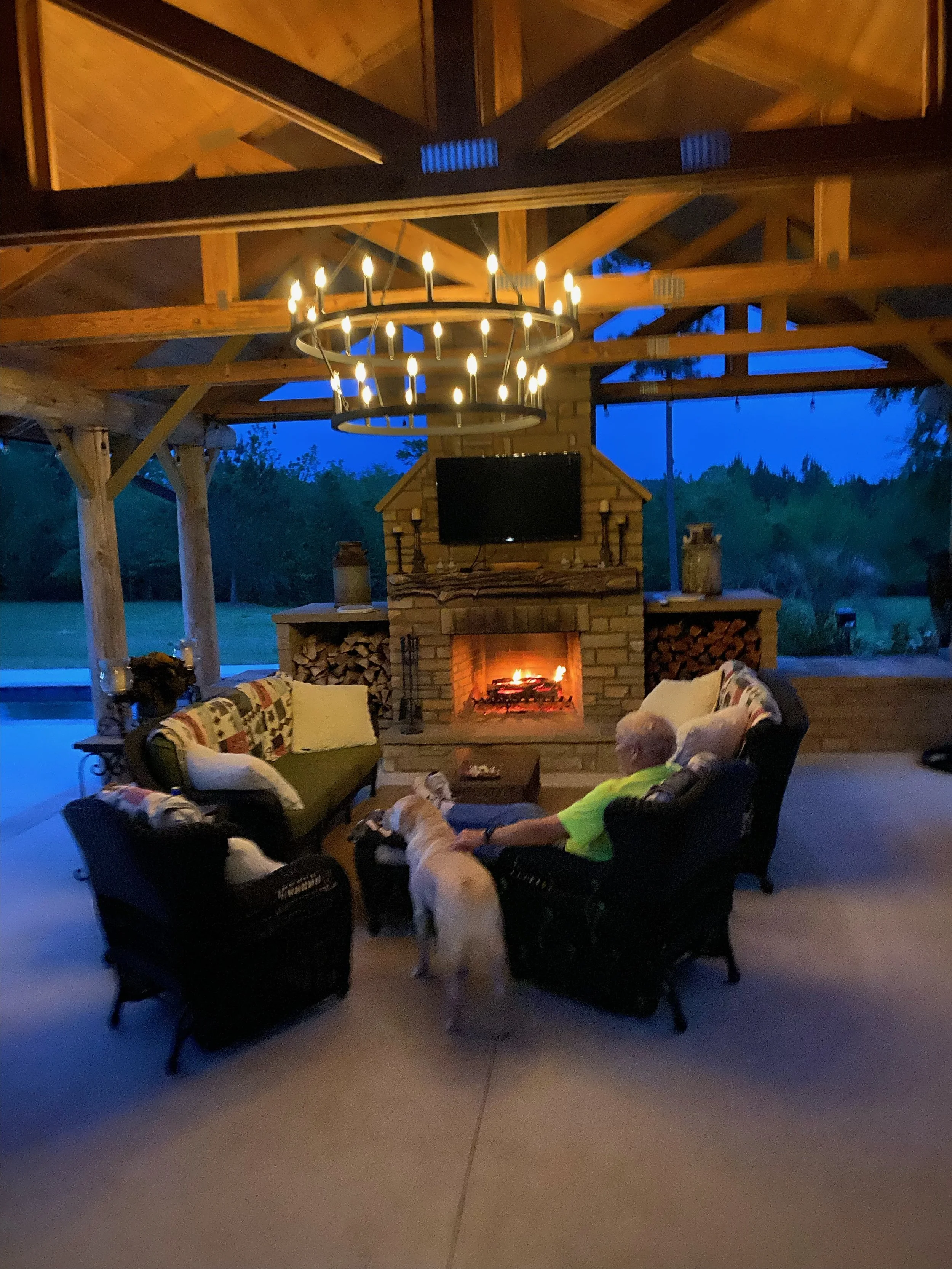 Outdoor Fire place 55" TV mounted