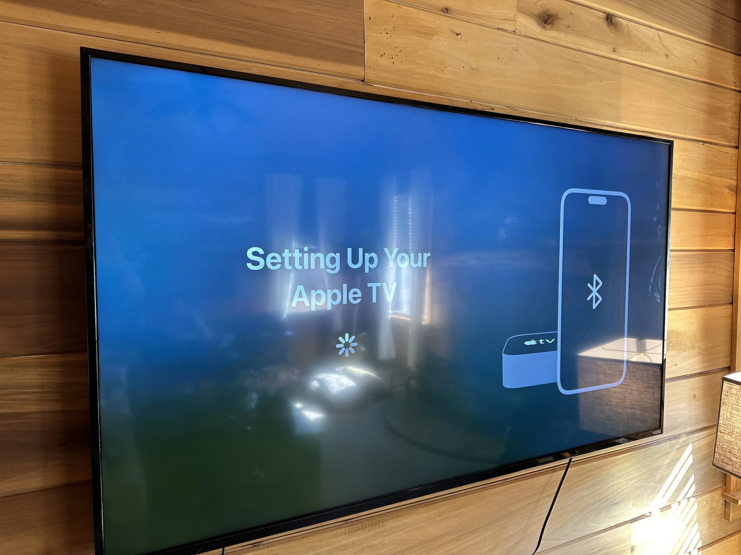 75" TV mounted inside