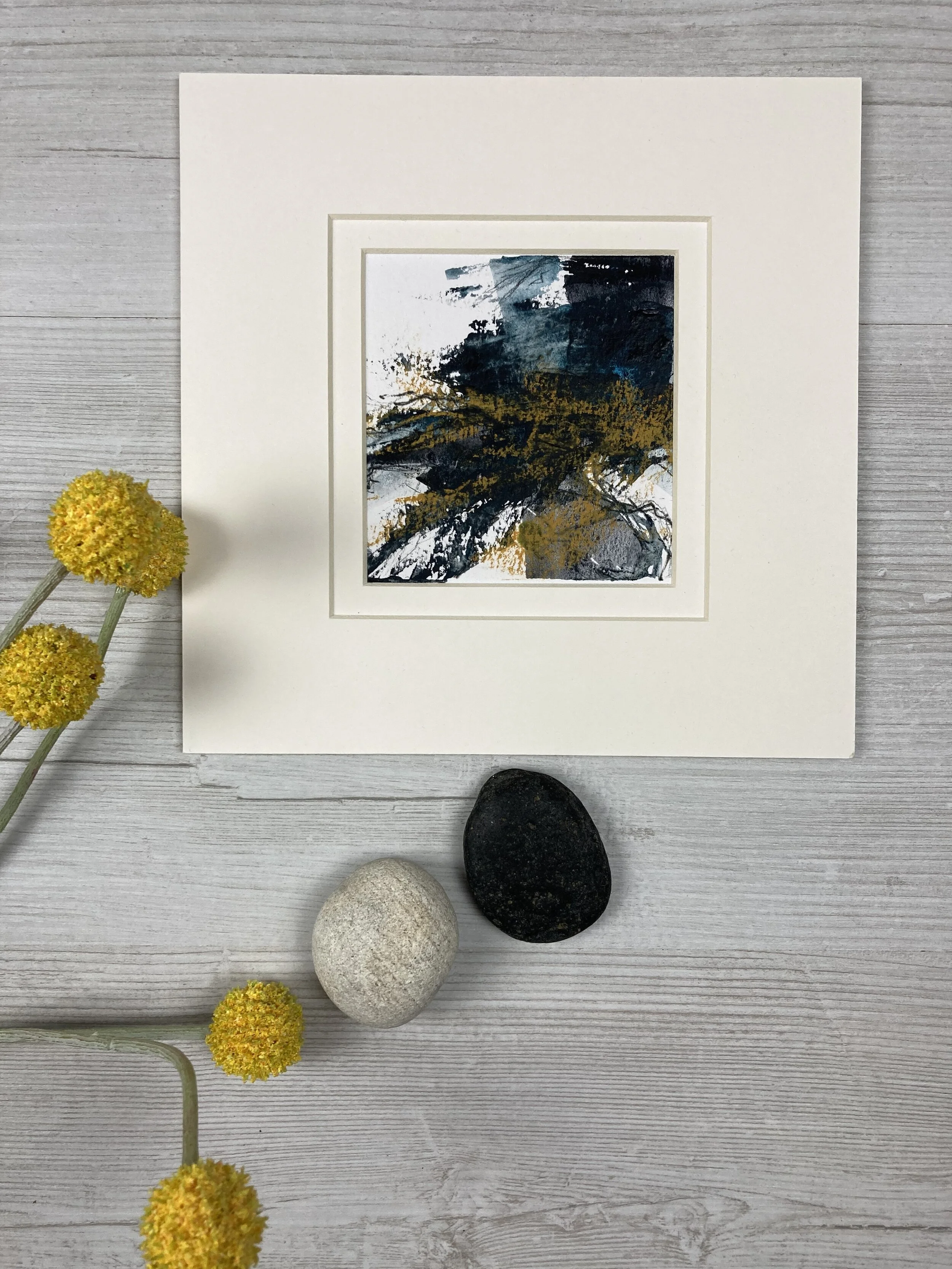 The Heart Follows...Endlessly  by Carolyn J Roberts -  a semi-abstract mixed media seascape painting inspired by the Cornish coast & its distant horizons