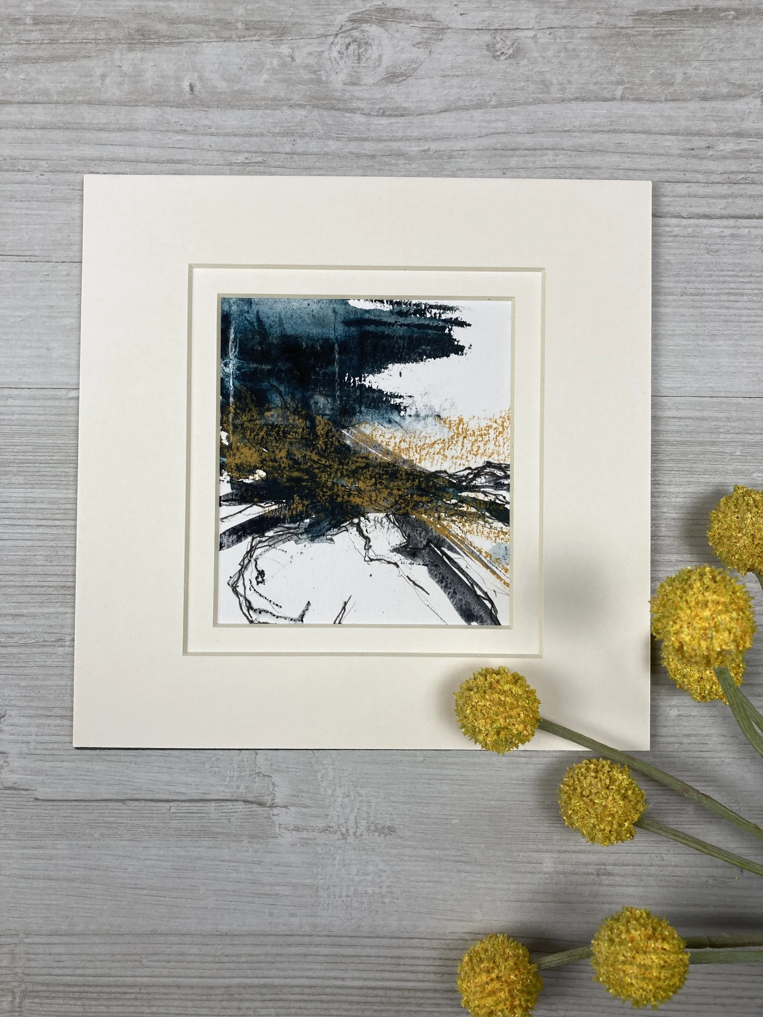 Tides Roll Eternally by Carolyn J Roberts -  a semi-abstract mixed media seascape painting inspired by the waters of the  Cornish coast