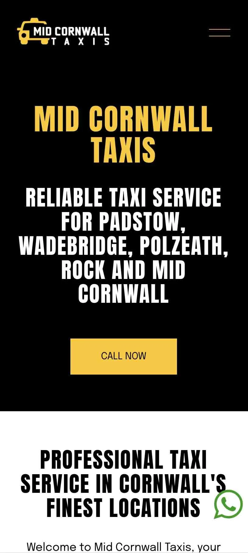 Mobile Squarespace website Design for Mid Cornwall Taxis