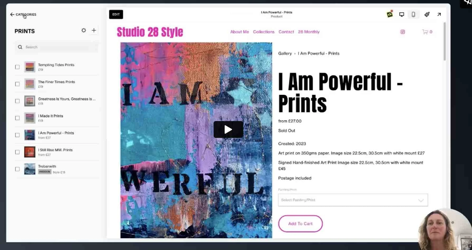 Screen shot of video for Laura so she can update her website