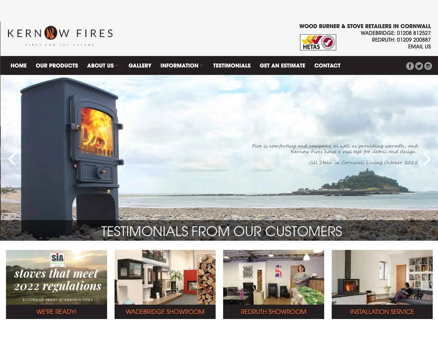 Old Kernow Fires website was slow to load and hard to keep updated