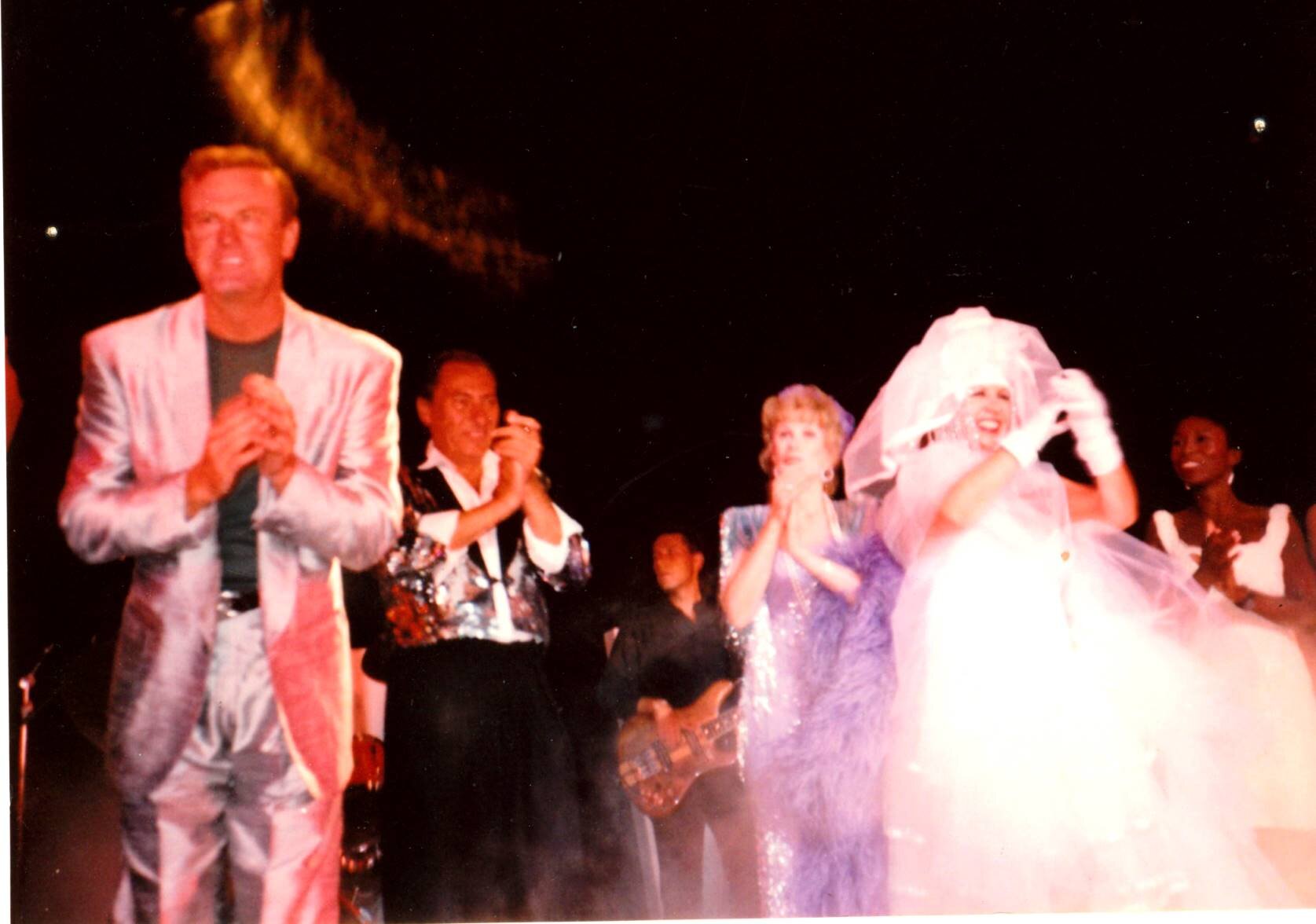 Singer Peter Allan, Larry & Gloria DeMann and the late Joan Rivers @ Hooray Hollywood AT Reflections 1988.web.jpg