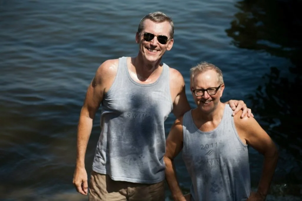 Richard Burns and Bobby Berg at Stonewall Swim 2011.jpg