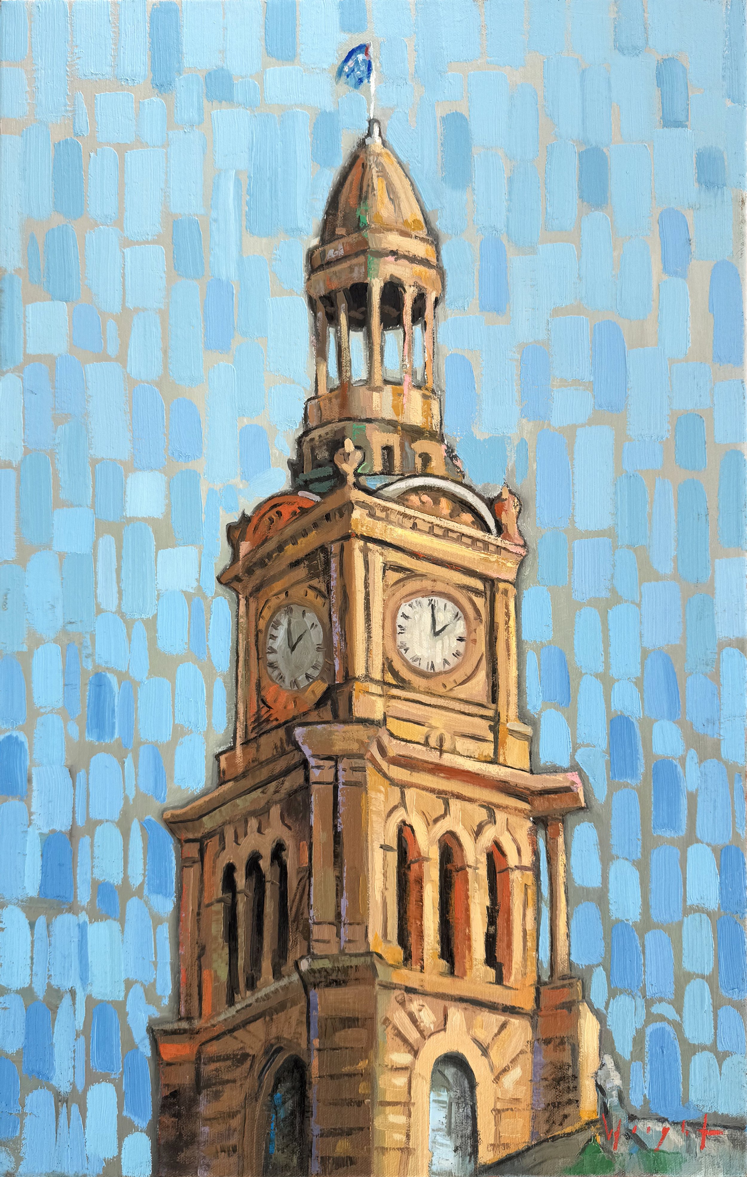 Sydney Town Hall, Oil on Linen, 14" x 22" $1,100
