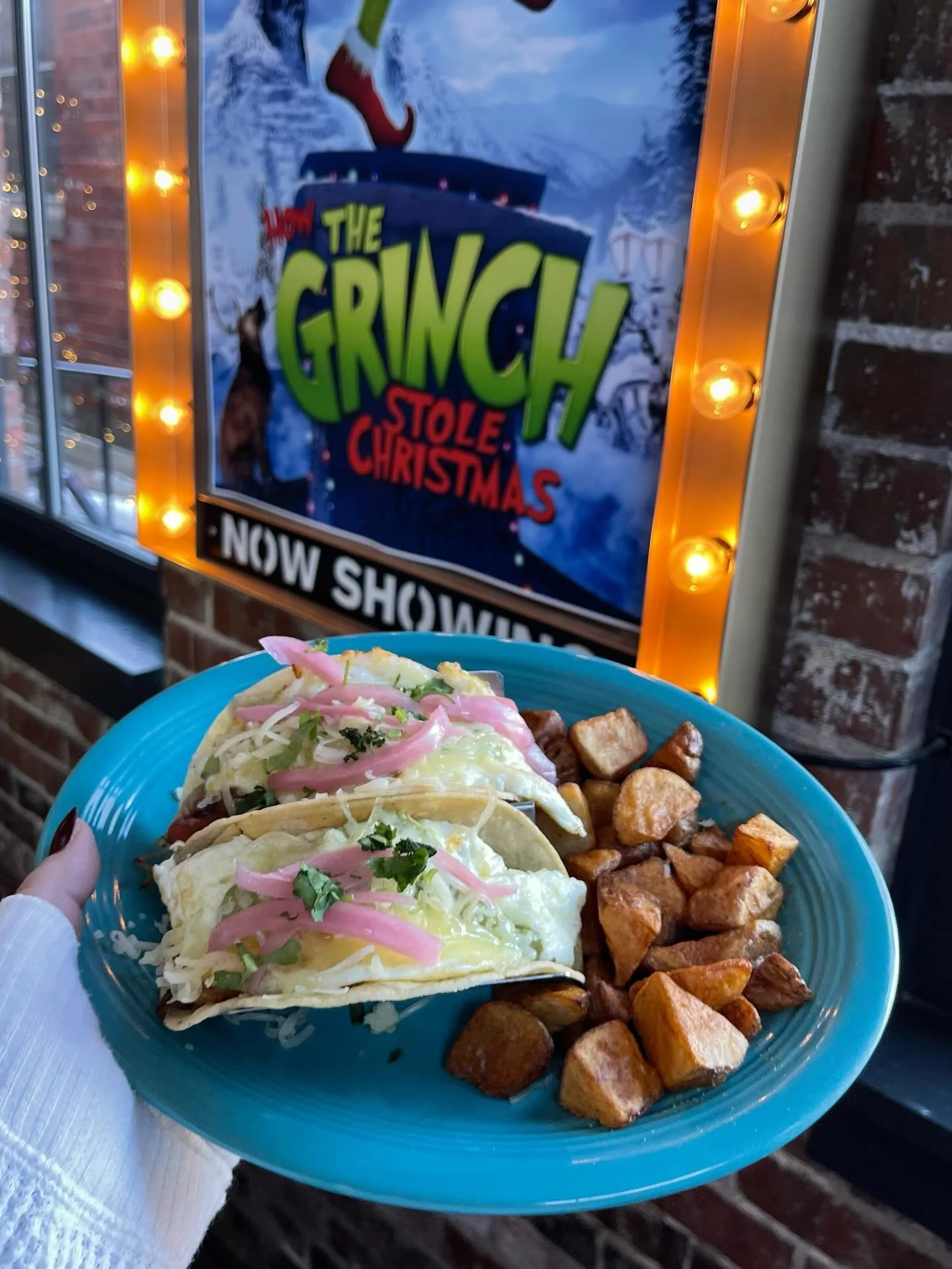 Get to The Breakfast Club for a savory bite to eat!! You can&rsquo;t go wrong devouring these breakfast tacos😍 Don&rsquo;t let the cold keep you from visiting✨
