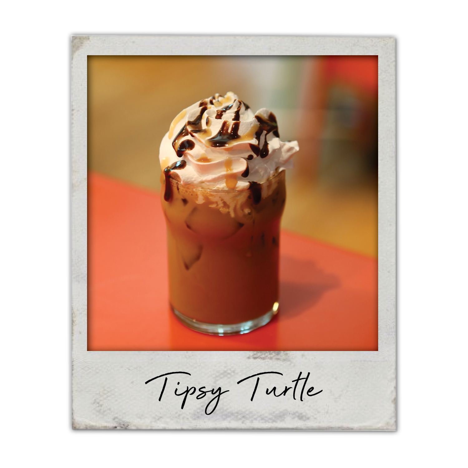 Tipsy Turtle | The Breakfast Club USA, A rich coffee cocktail topped with whipped cream, caramel, and chocolate drizzle. The best Brunch Cocktail Drink in West Des Moines!