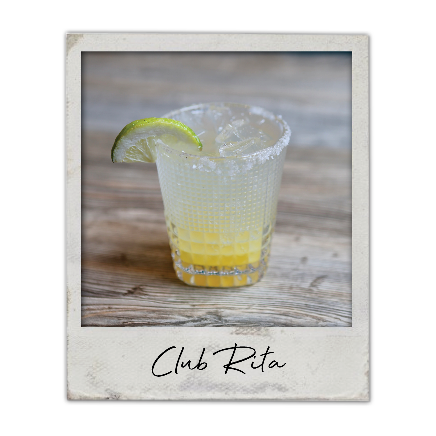 Club Rita | The Breakfast Club USA, A margarita-style cocktail with lime and a salted or flavored rim.