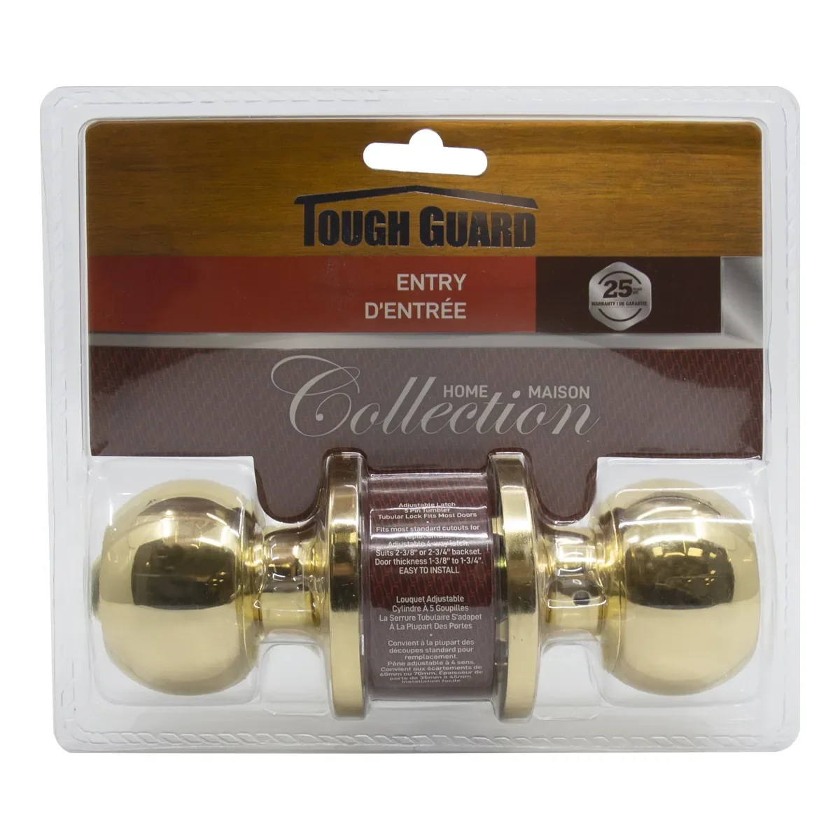 Tough Guard Door Lock Knob Entry Polish Brass