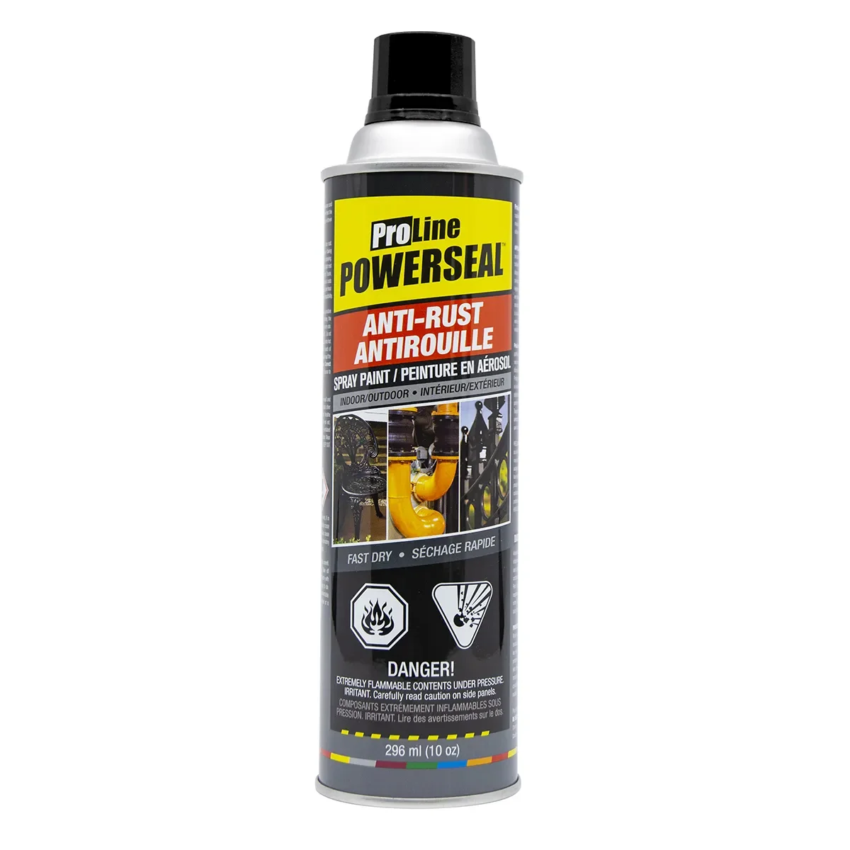 Powerseal Proline Anti-Rust Spray Paint 296ml (10oz) Gloss Black