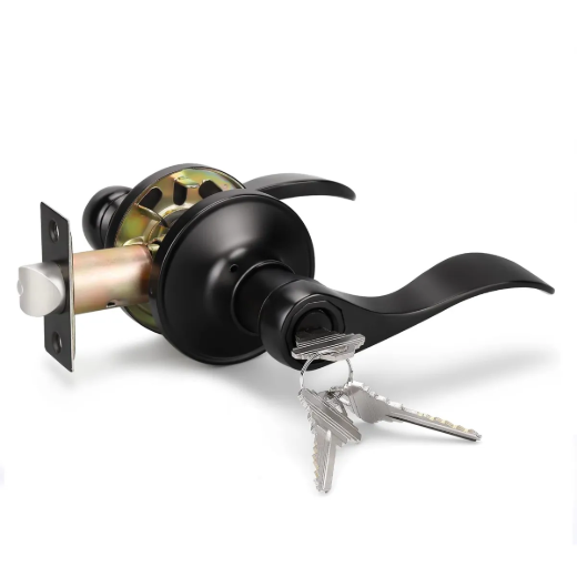 Tough Guard Door Lock Lever Entry Black Curved Handle
