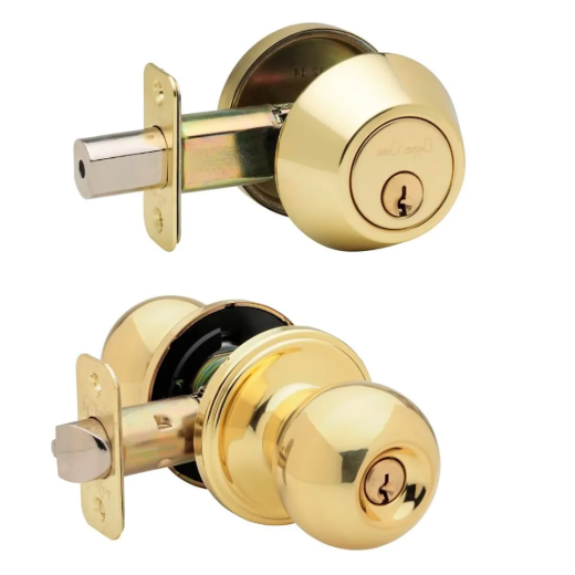 Tough Guard Combination Entry Door Lock Set Polish Brass