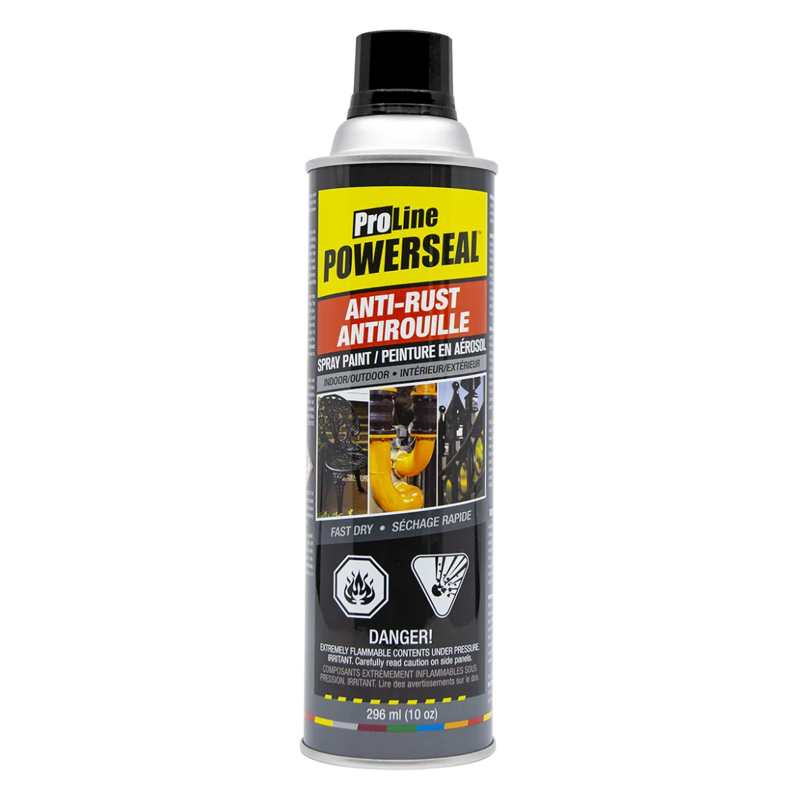 Powerseal Proline Anti-Rust Spray Paint 296ml (10oz) Flat Black