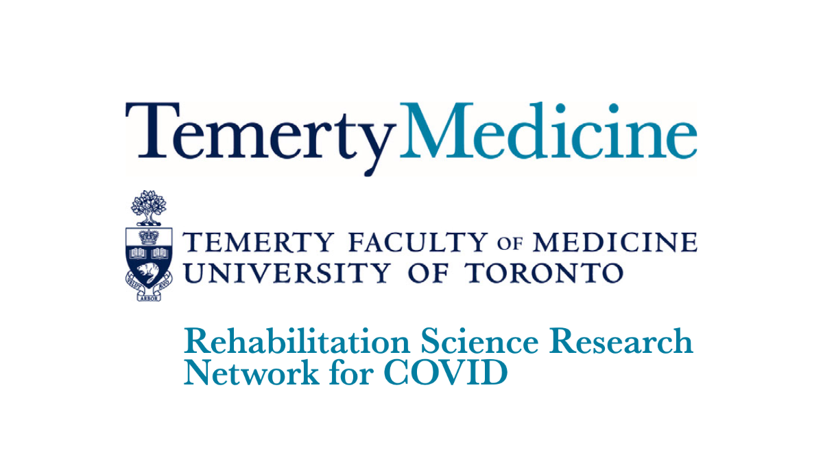 Logotipo del patrocinador: Red de Investigación en Ciencias de la Rehabilitación para COVID, Facultad de Medicina Temerty Universidad de Toronto