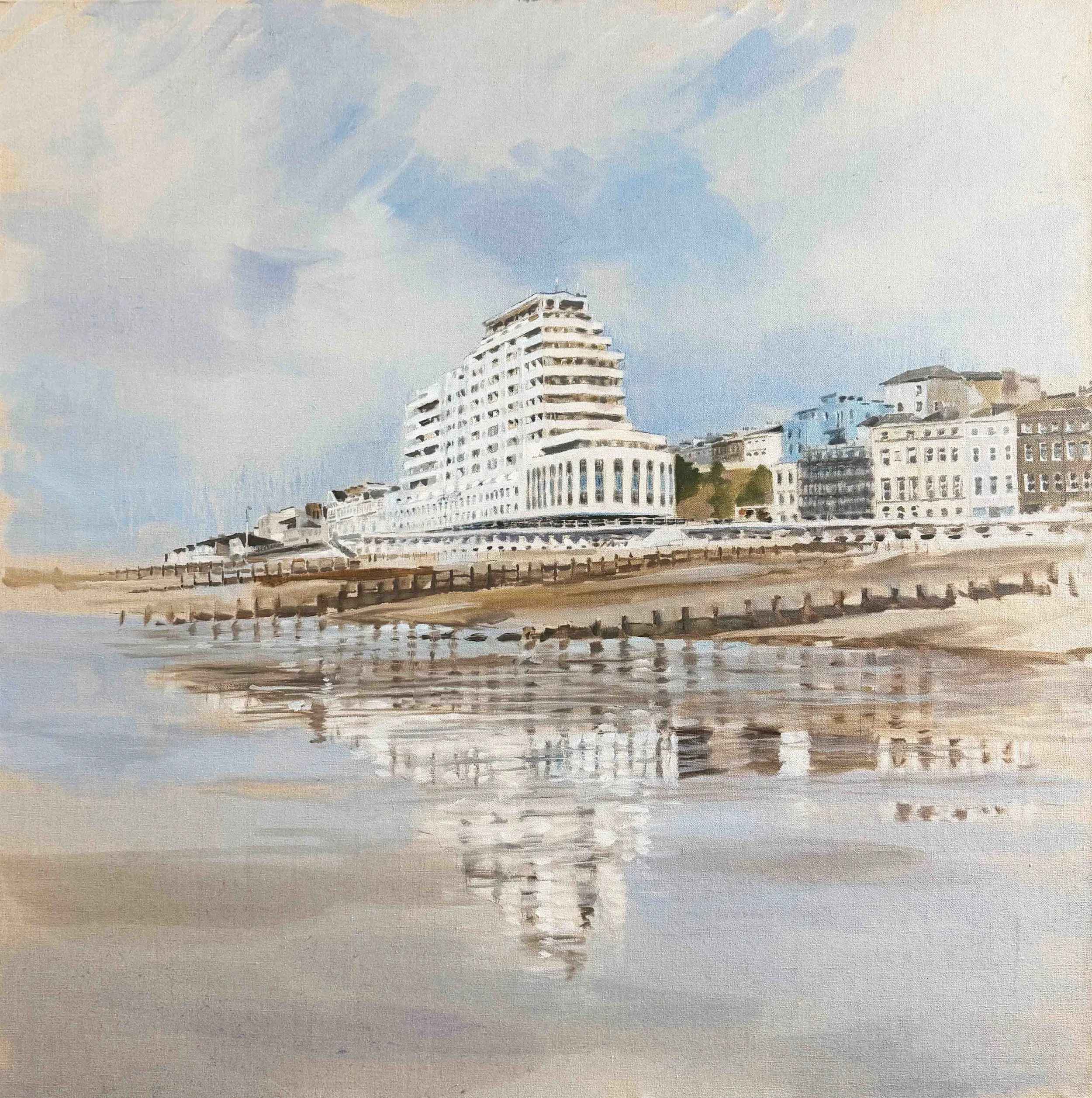 St Leonards, Low Tide. Oil on Linen. 90cm x 90cm.