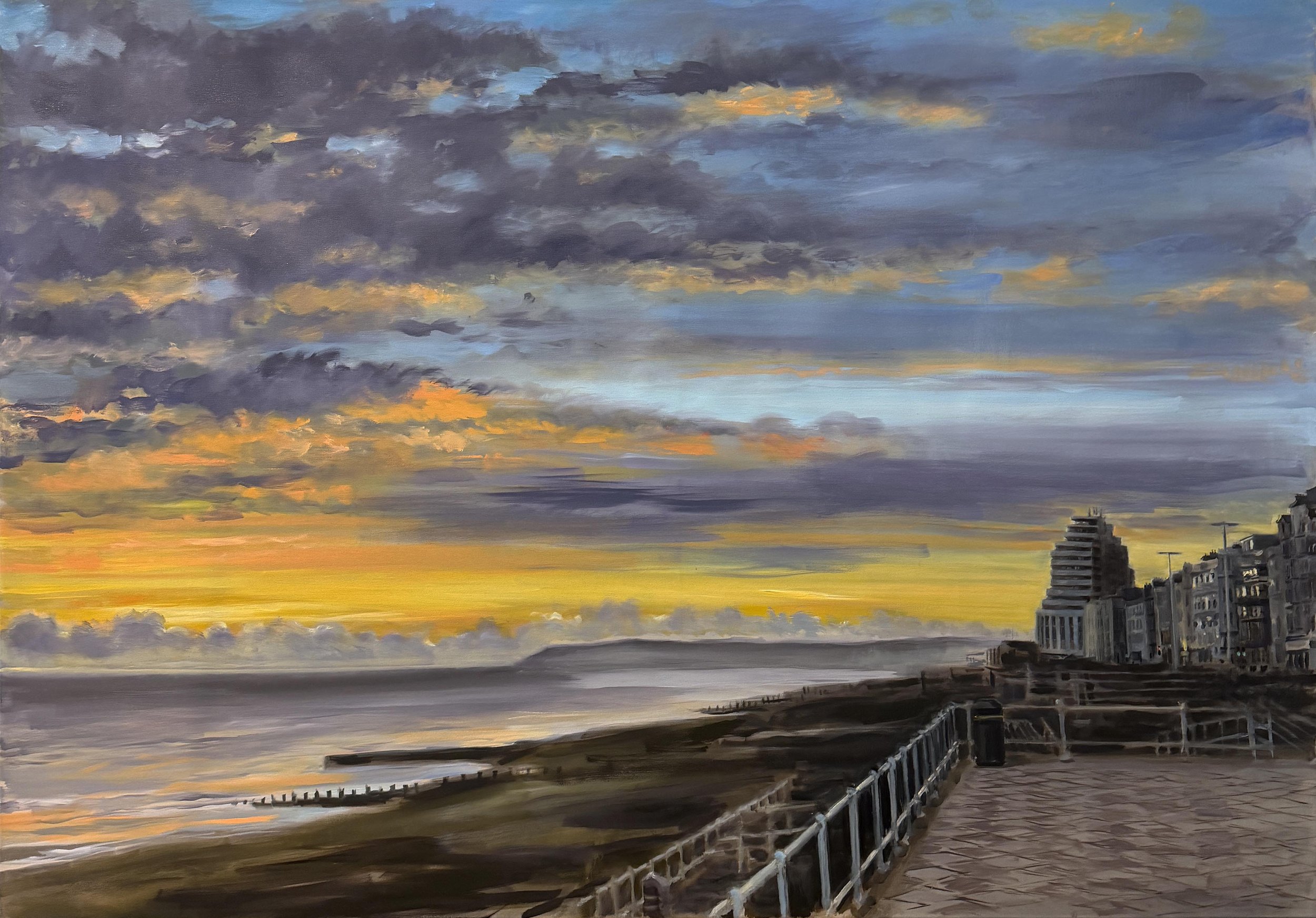 Sunset over Beachy Head. Oil on Linen.