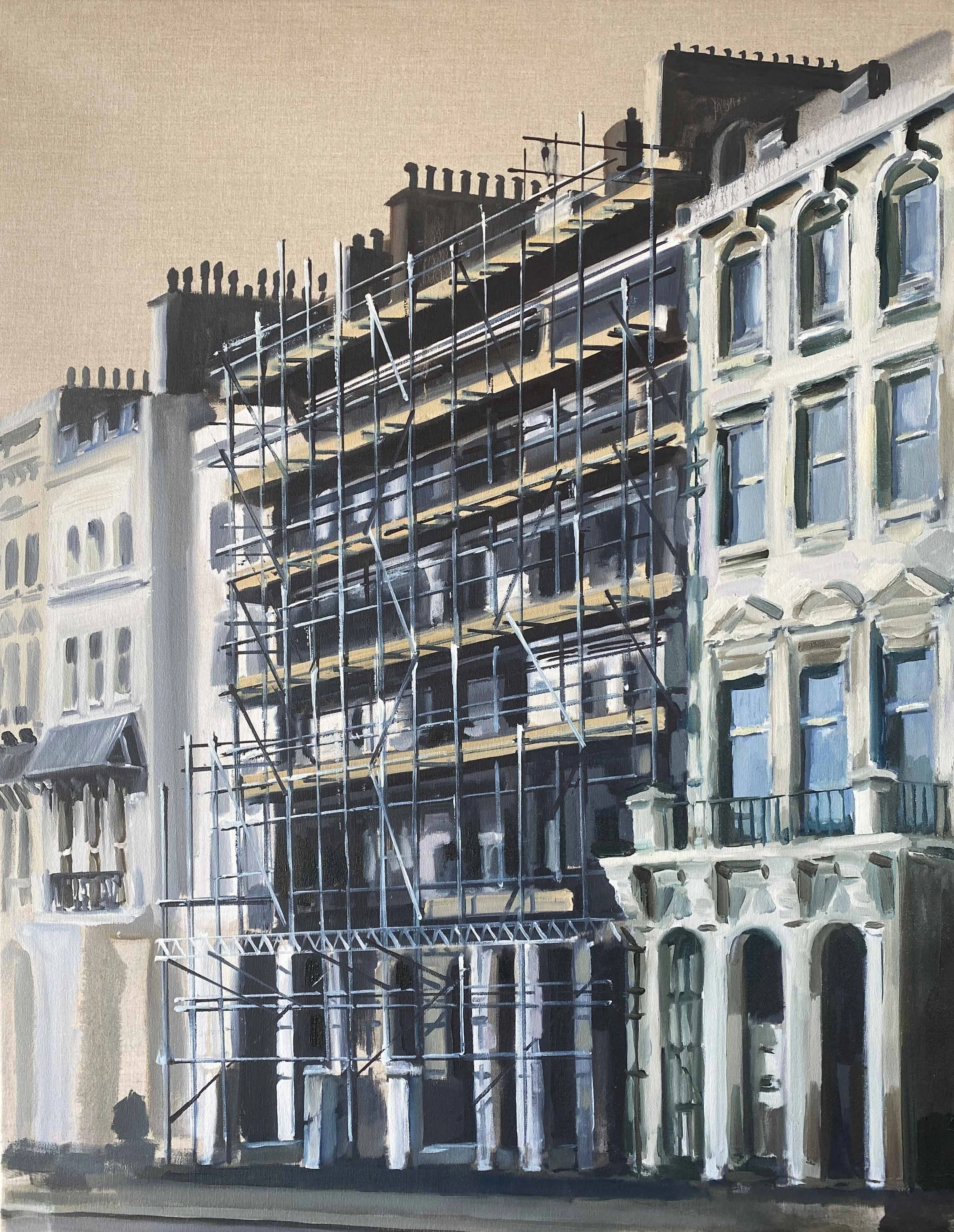 Marina Scaffolding. Oil on Linen. 90cm x 70cm.