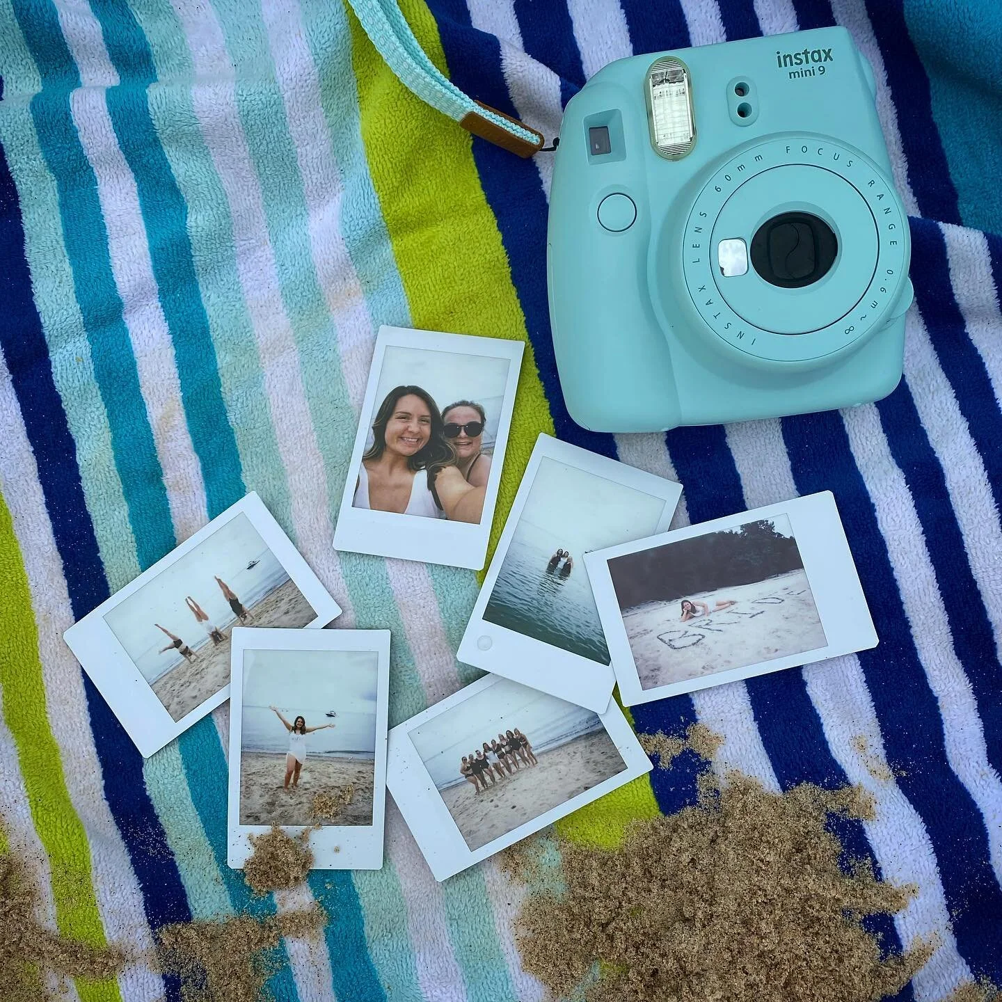 Took some polaroids at the beach for my cousin&rsquo;s bachelorette party and they turned out good so I created a flat lay with them.  #polaroid #michiganbeach