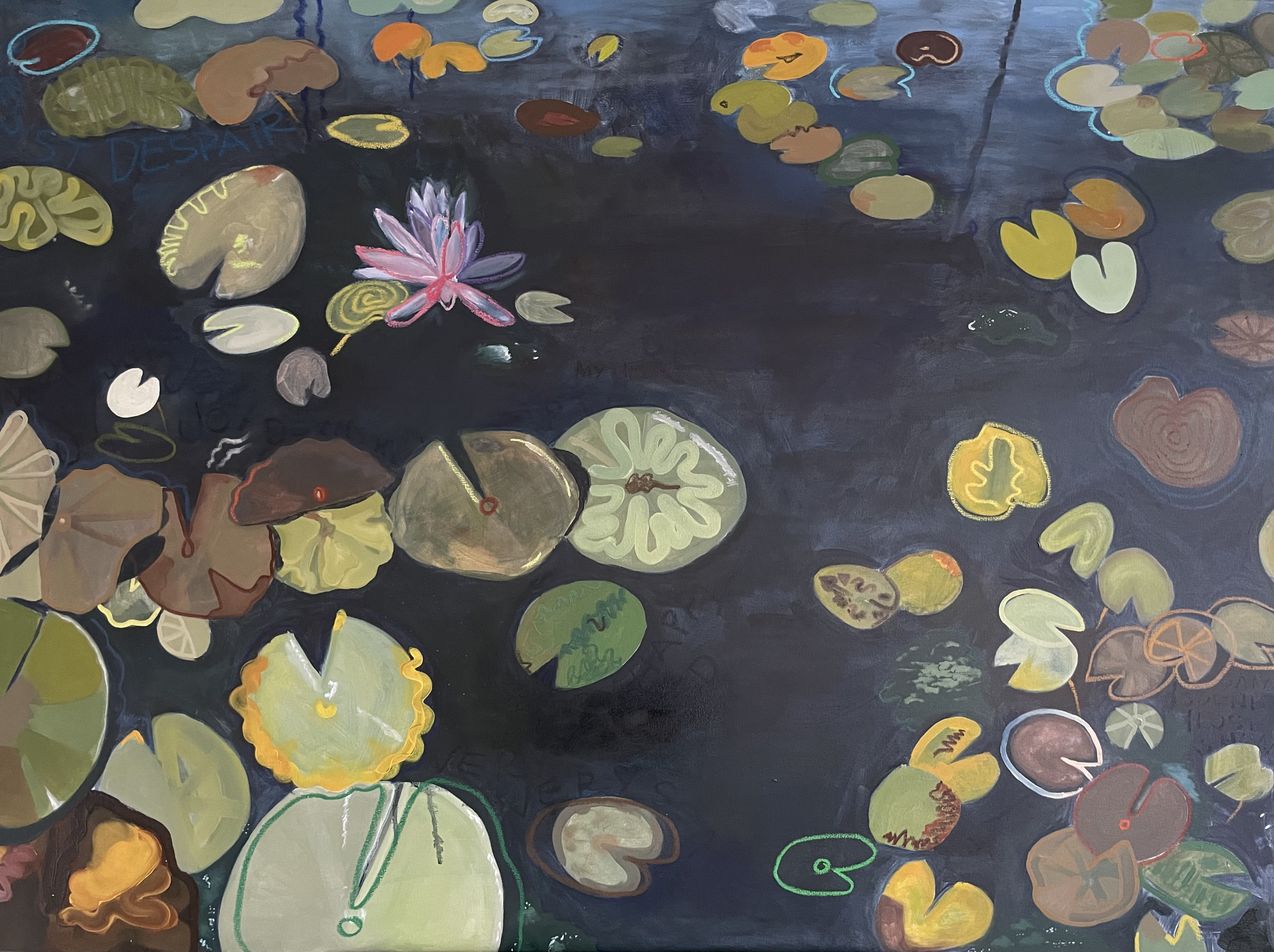Lily Pond 2 (You're All Pearly!)
Oil and oil pastel on cotton canvas
36x48"
$2,645