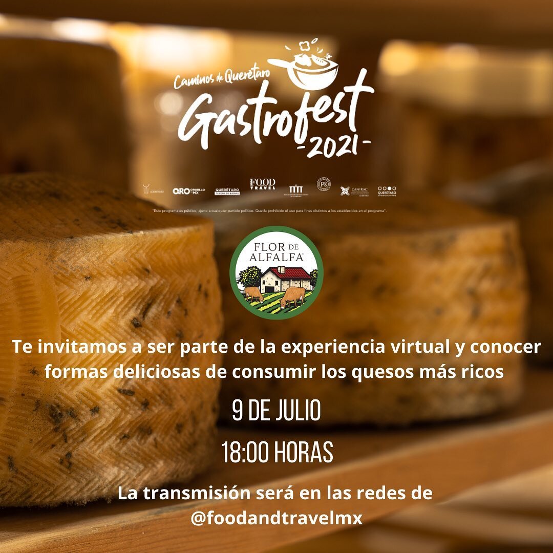 &iexcl;Este viernes el Gastrofest llega a Flor de Alfalfa!

El Gastrofest es una iniciativa de FoodandTravelMX y la secretar&iacute;a de turismo para promover la cocina queretana, sus quesos y vinos.

El evento consta de una transmisi&oacute;n en viv